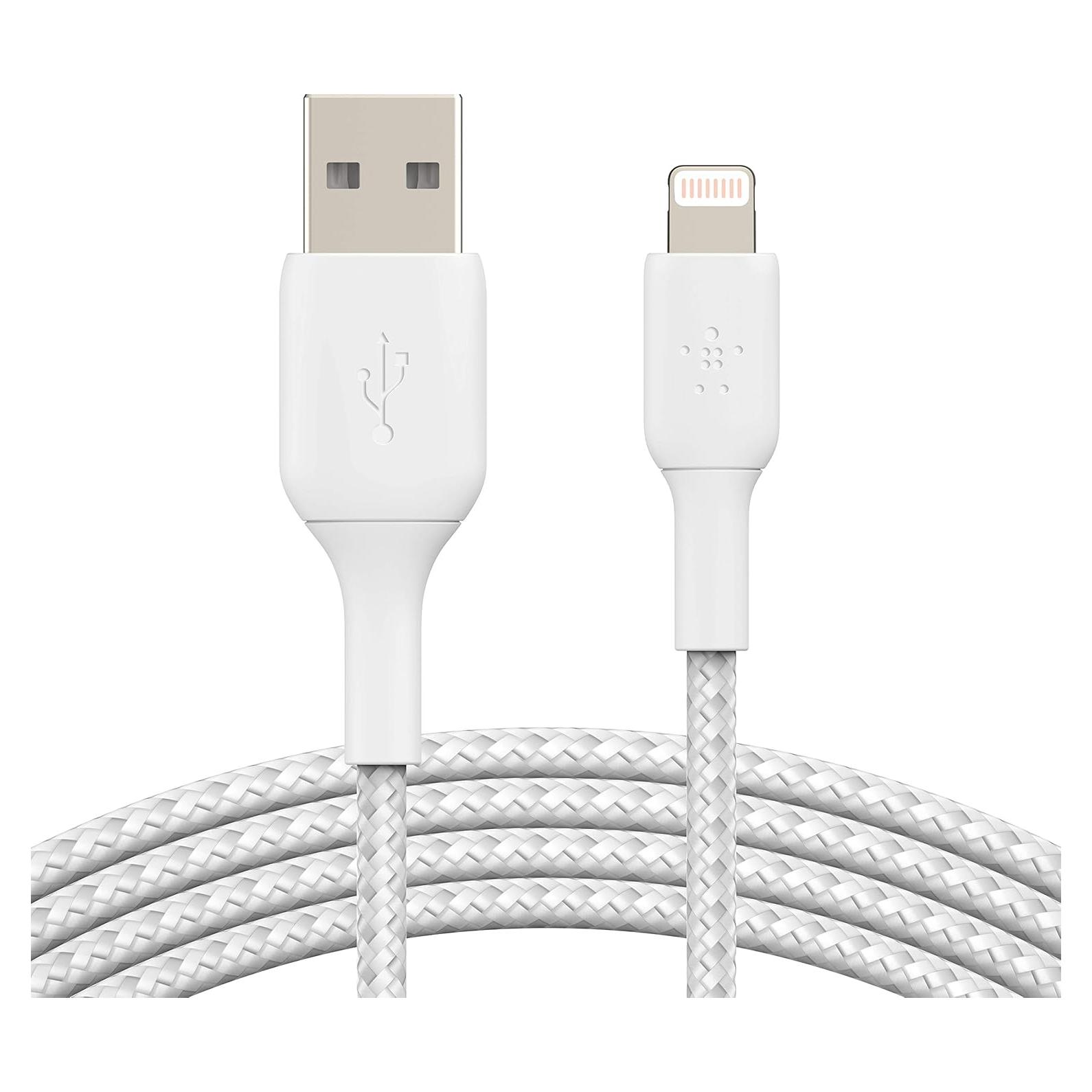 Cable Lightning trenzado Belkin BoostCharge 2M MFi Blanco
