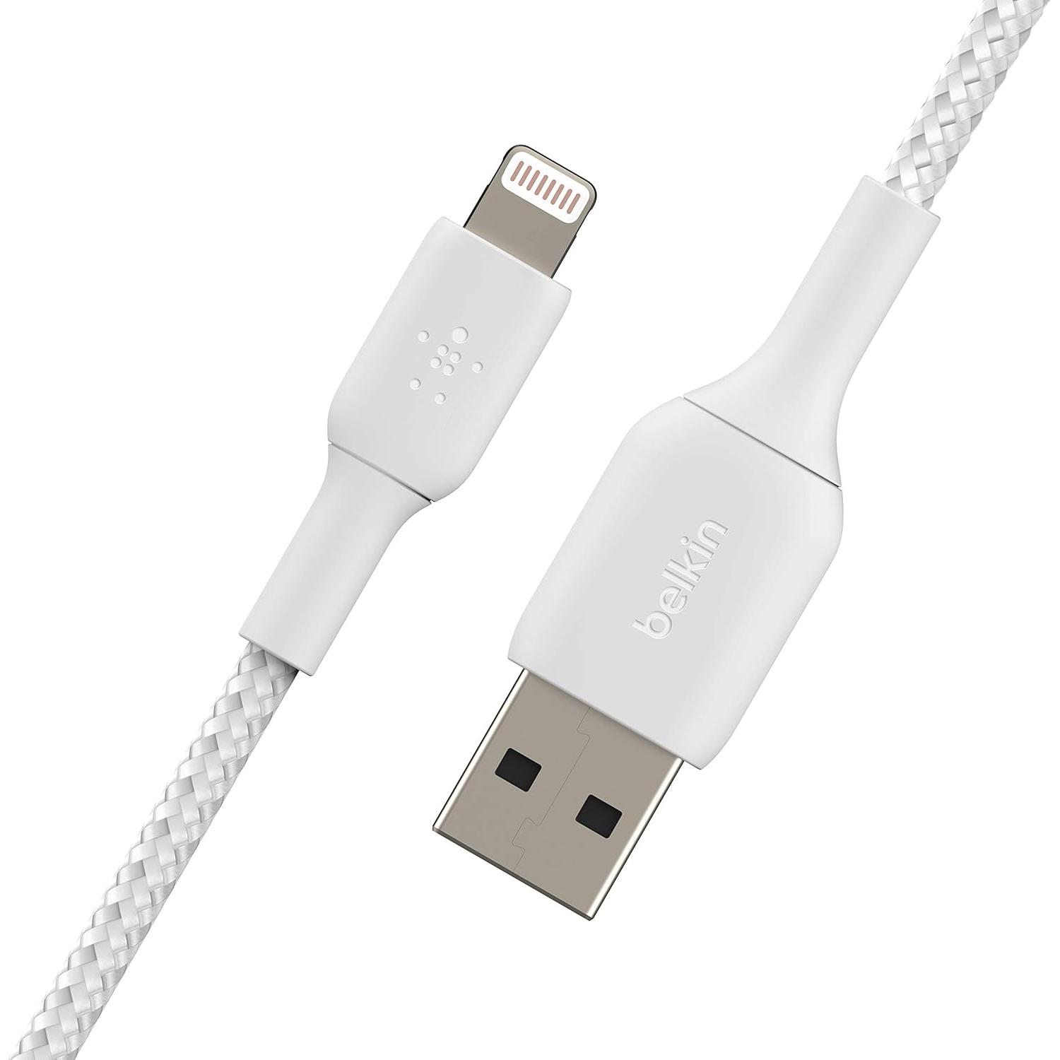 Cable Lightning trenzado Belkin BoostCharge 2M MFi Blanco