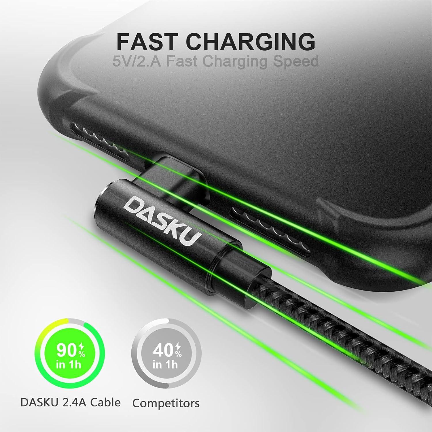 Cable de Carga 90 Grados Dasku 3m Nylon Compatible iPhone