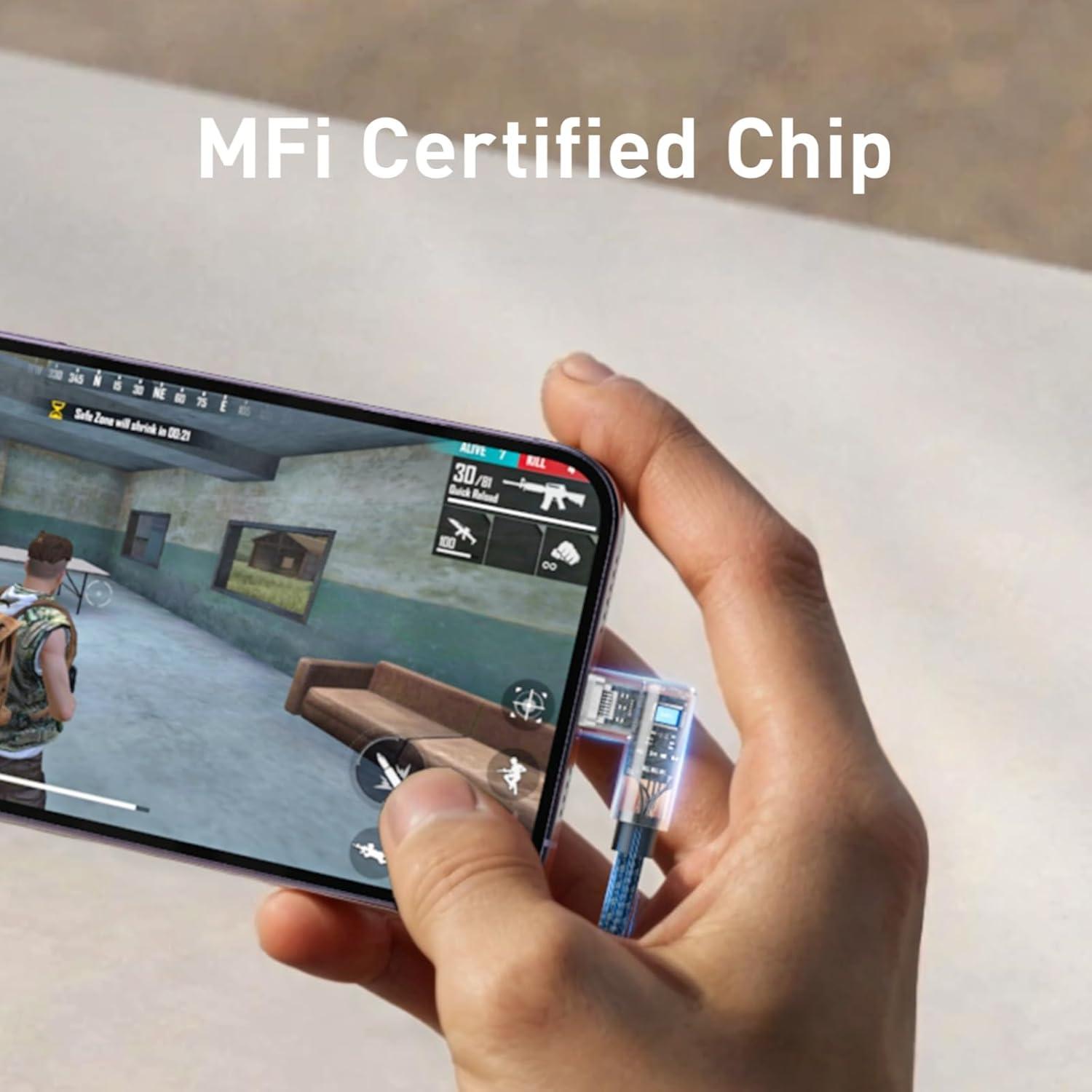 Cable de Carga 90 Grados Dasku 3m Nylon Compatible iPhone