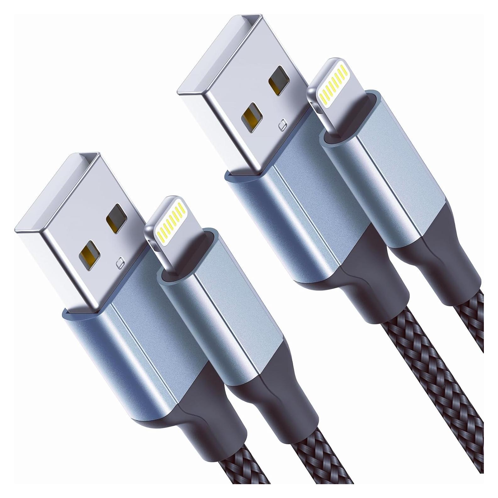 Cable de carga USB a Lightning Sailift 2 pies MFi - Paquete de 2