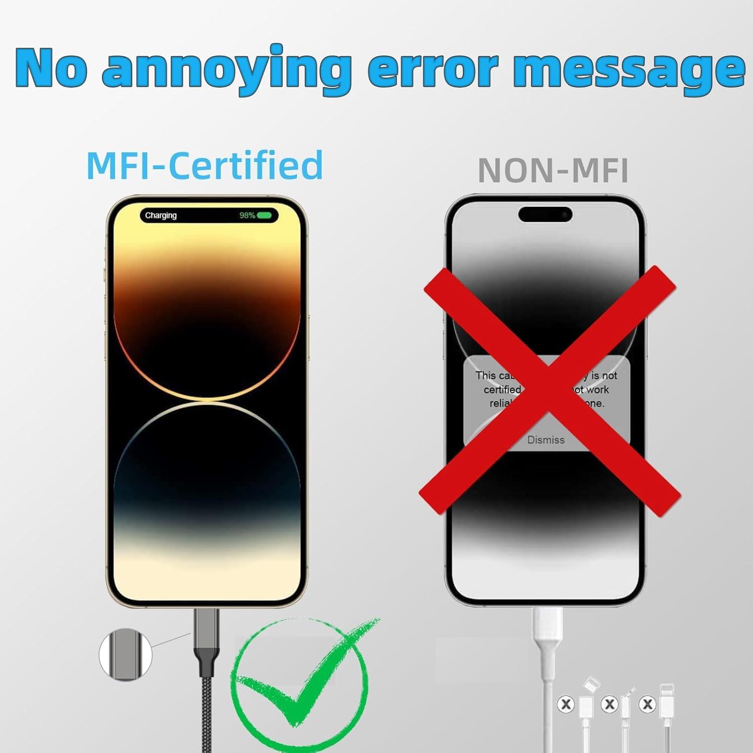 Cable de carga USB a Lightning Sailift 2 pies MFi - Paquete de 2