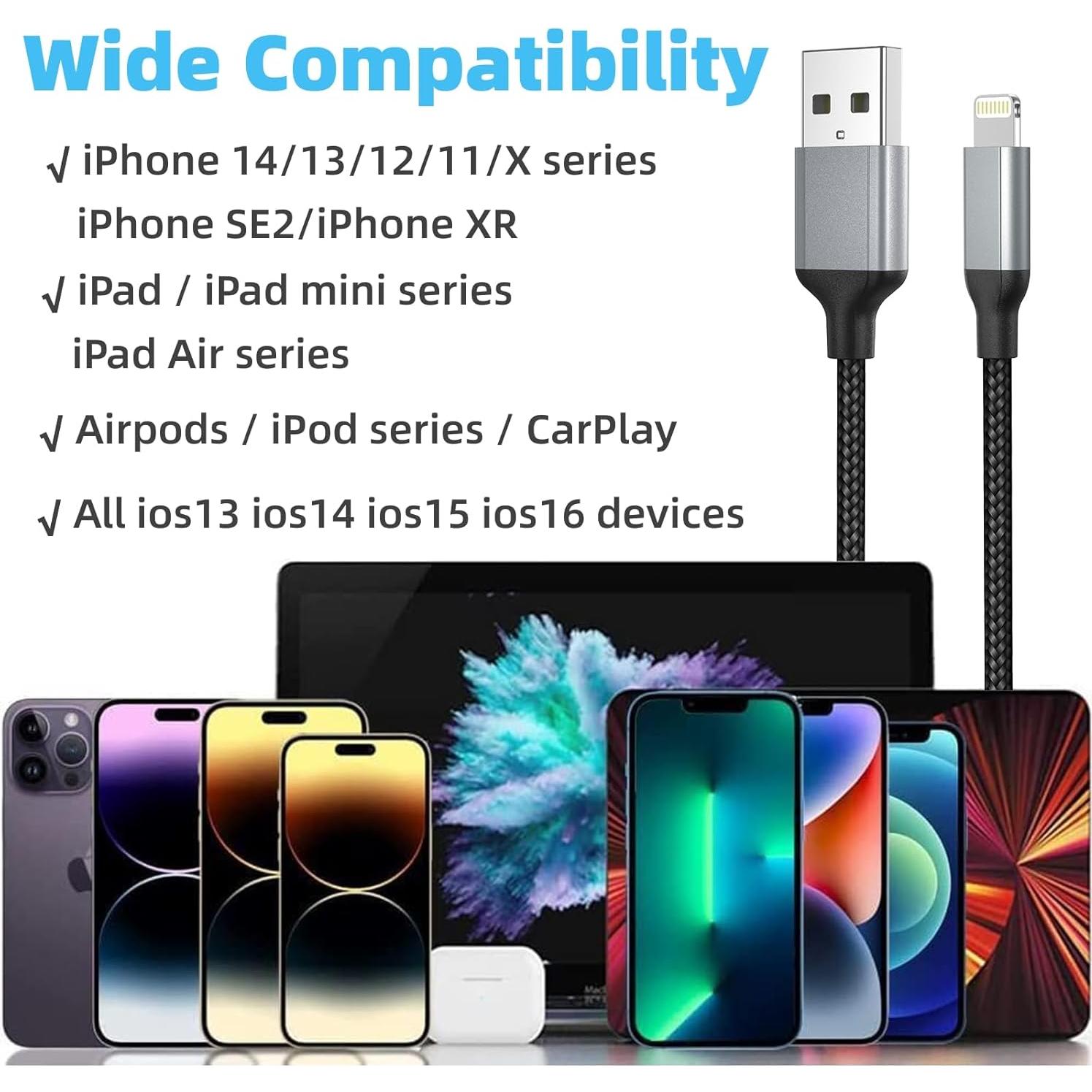 Cable de carga USB a Lightning Sailift 2 pies MFi - Paquete de 2