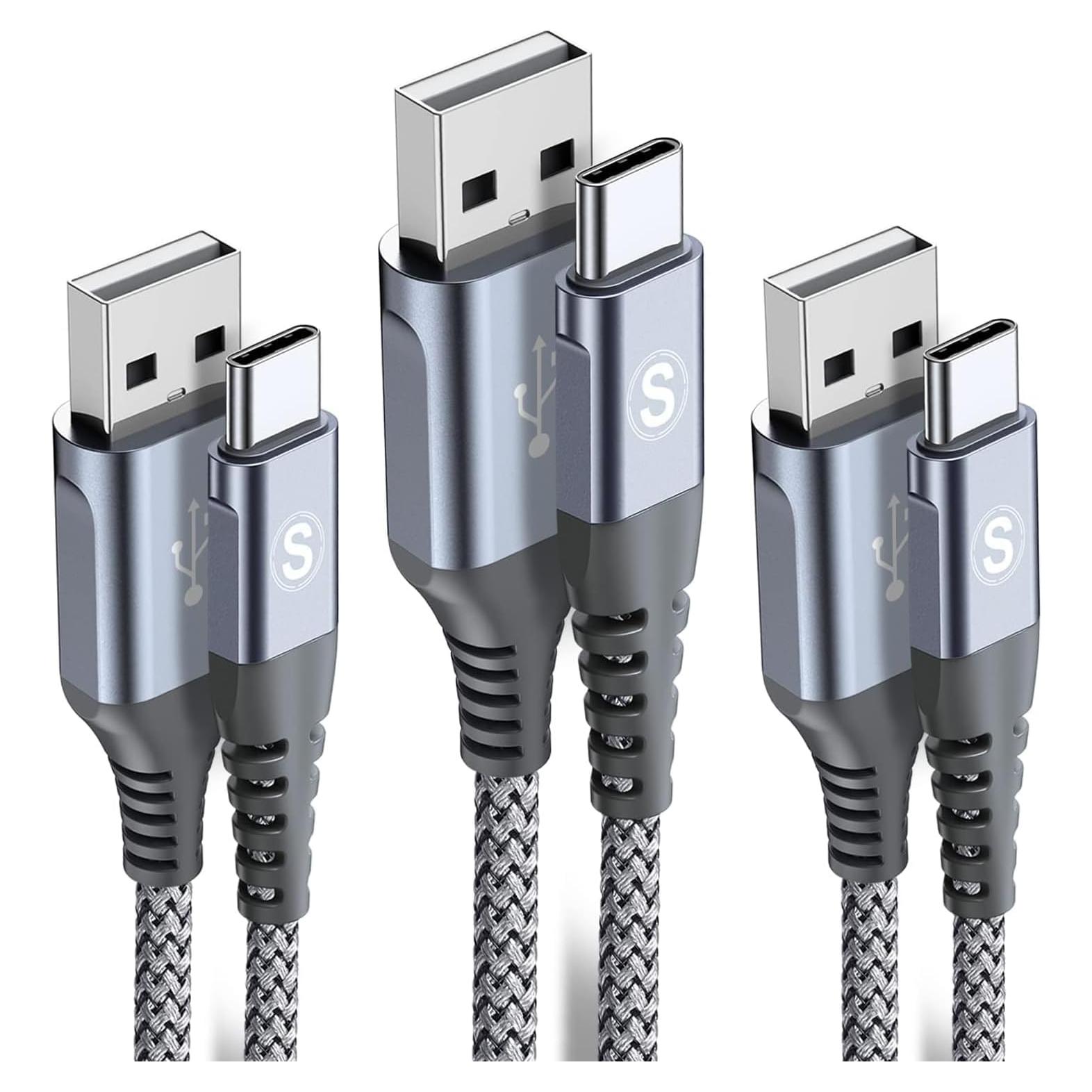 Cable de Carga USB Tipo C Sweguard 3-Pack 3.05m 2.01m 1.00m