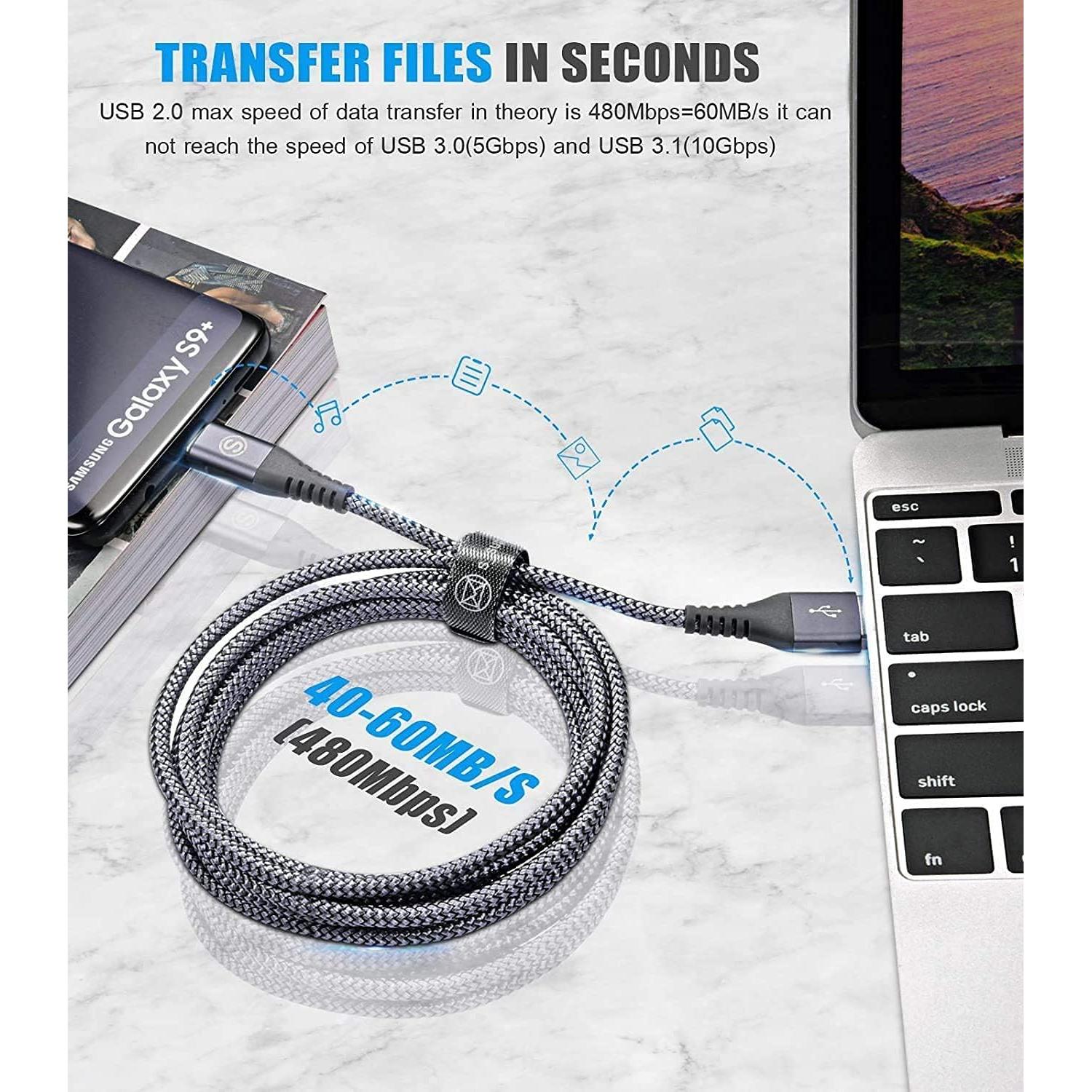 Cable de Carga USB Tipo C Sweguard 3-Pack 3.05m 2.01m 1.00m