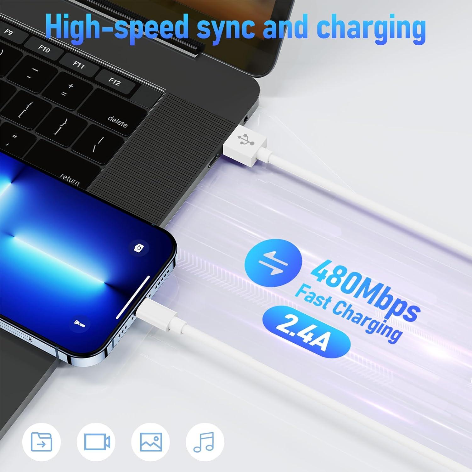 Cable de Cargador Lightning 1.83m Kitminun MFi para iPhone