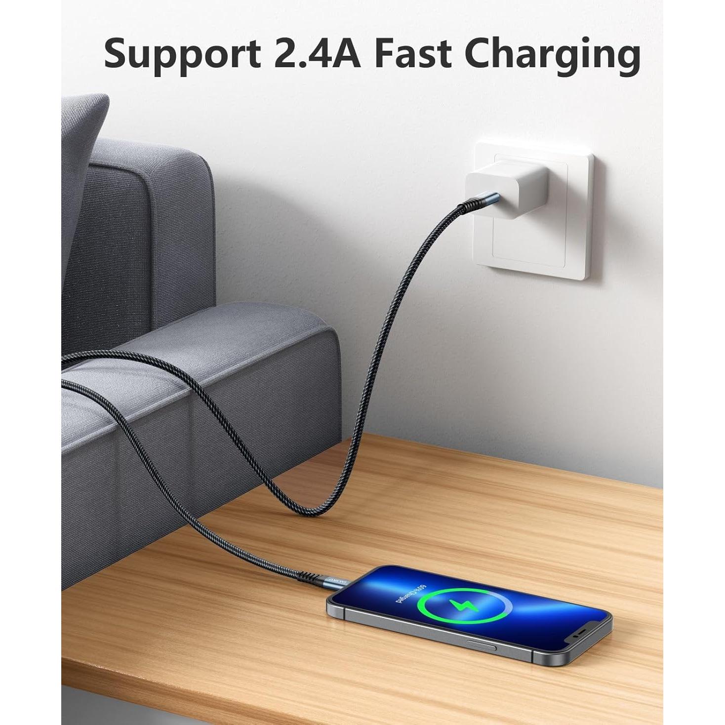 Cable Lightning 3ft Dasku MFi Carga Rápida Nylon Trenzado