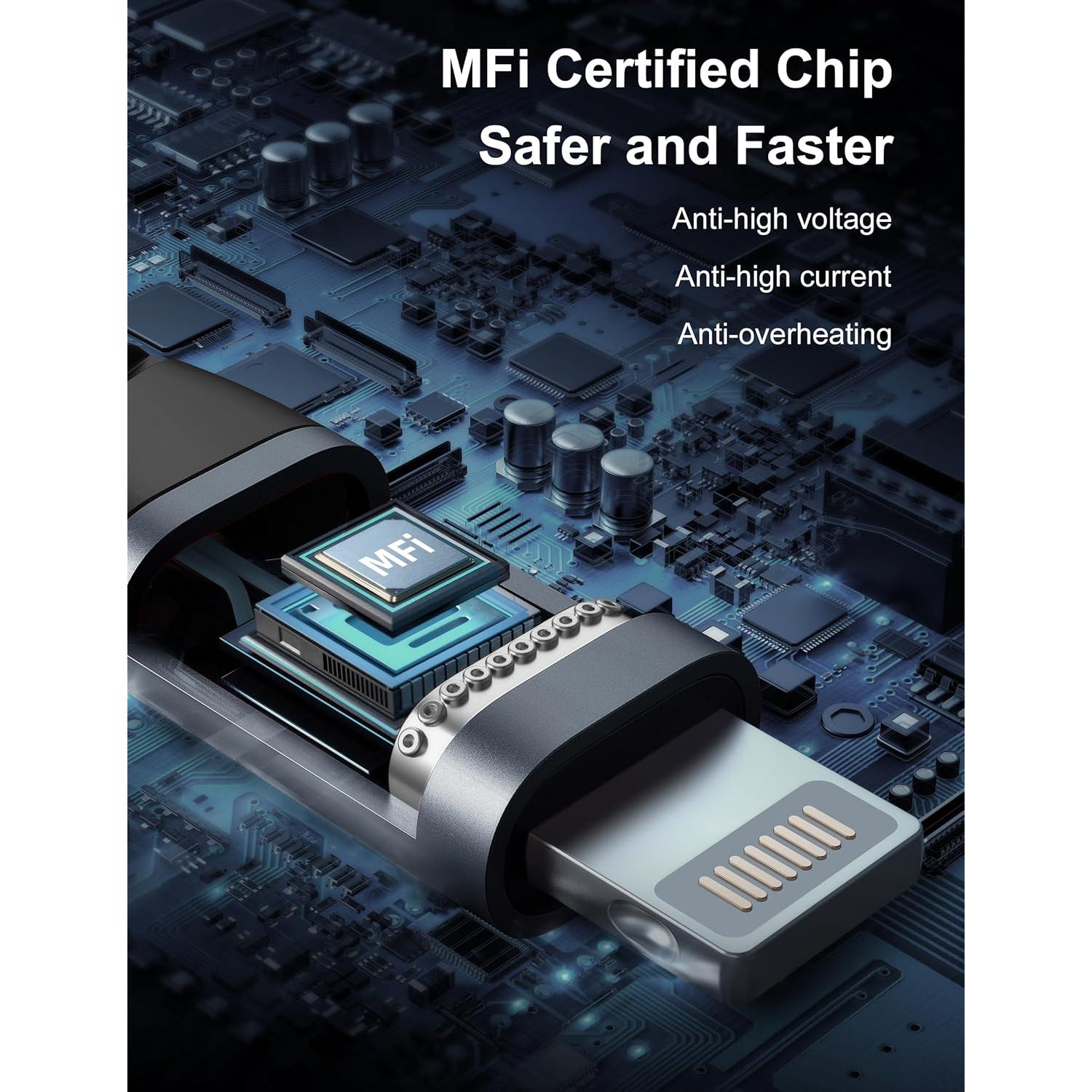 Cable Lightning 3ft Dasku MFi Carga Rápida Nylon Trenzado