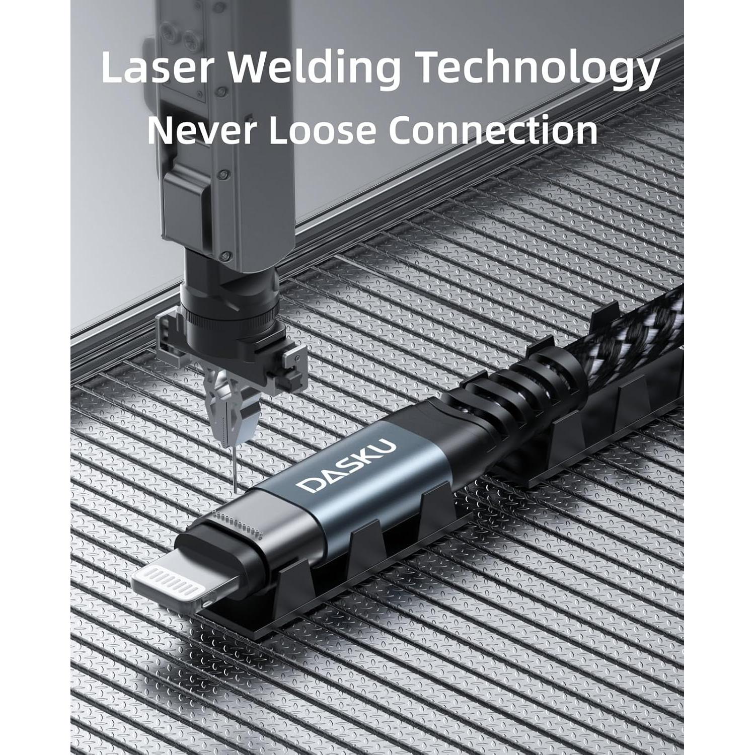 Cable Lightning 3ft Dasku MFi Carga Rápida Nylon Trenzado