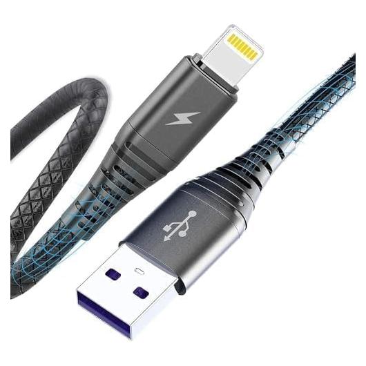 Paquete de 3 Cables USB A a Lightning 1.83m Cabepow Negro