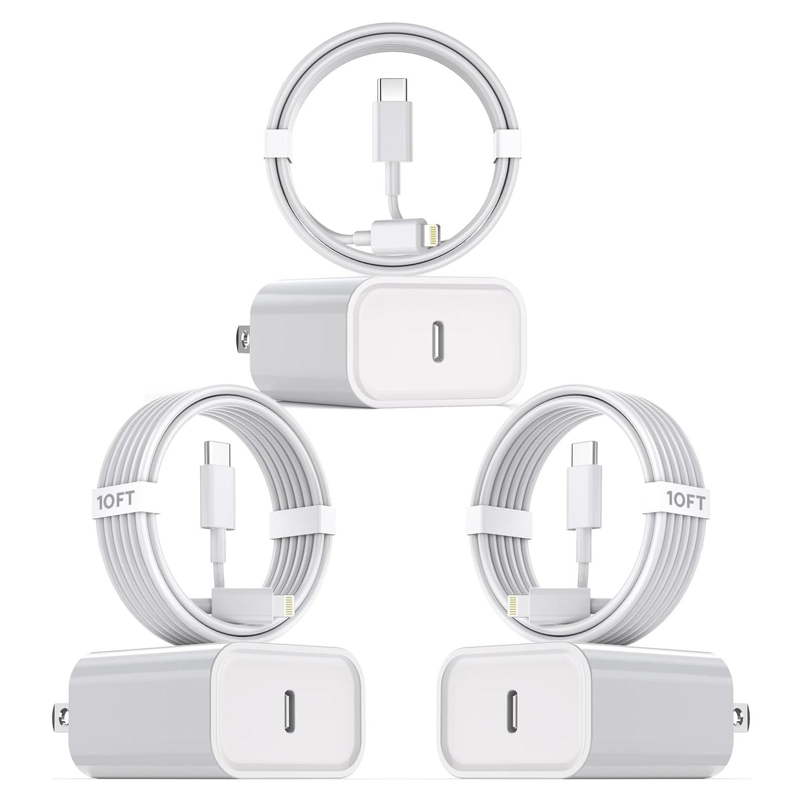 Cable de carga rápida 3m para iPhone - 3 unidades USB-C a Lightning