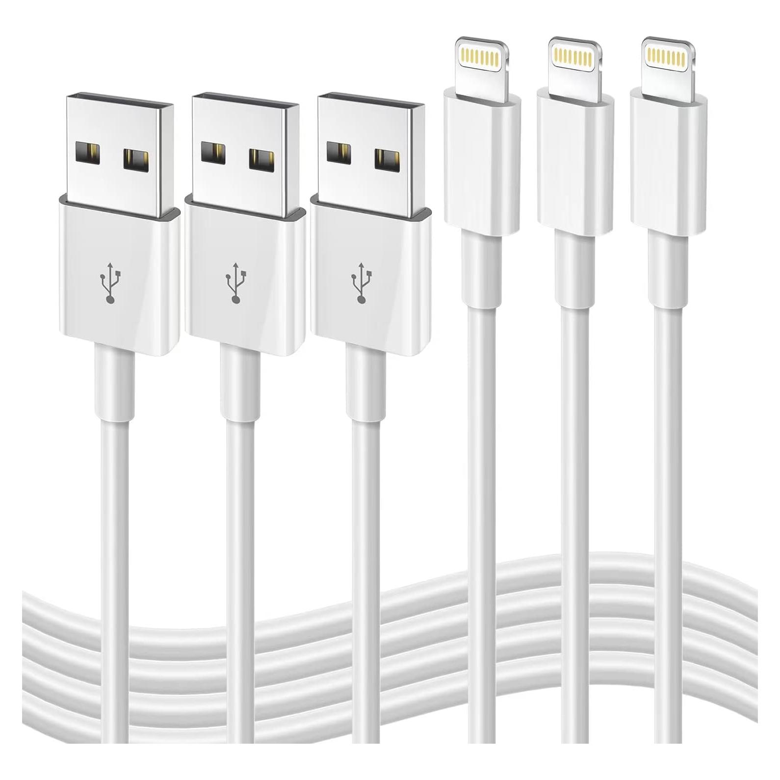 Cable de carga rápida Lightning DFLASH 3 Unidades 3FT MFi