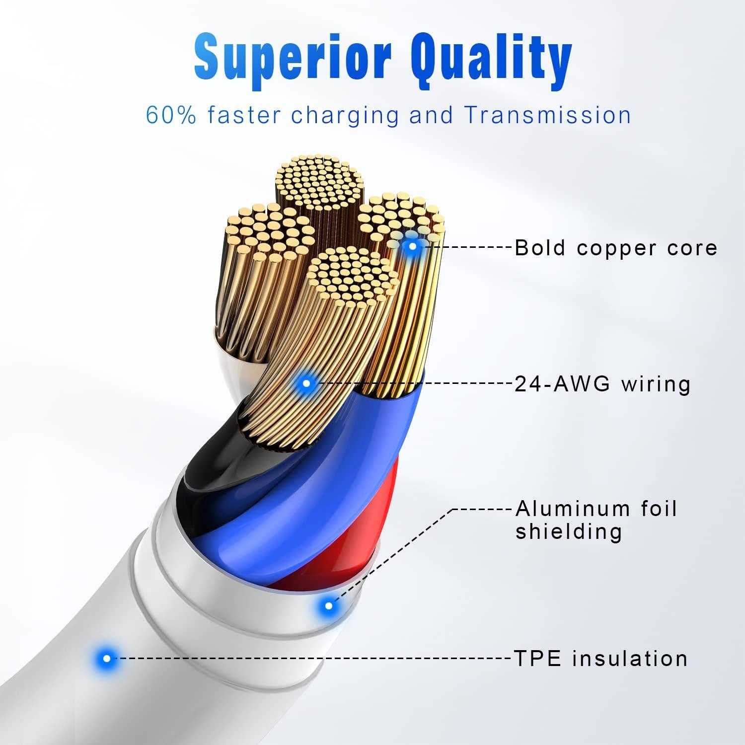 Cable de carga rápida Lightning DFLASH 3 Unidades 3FT MFi