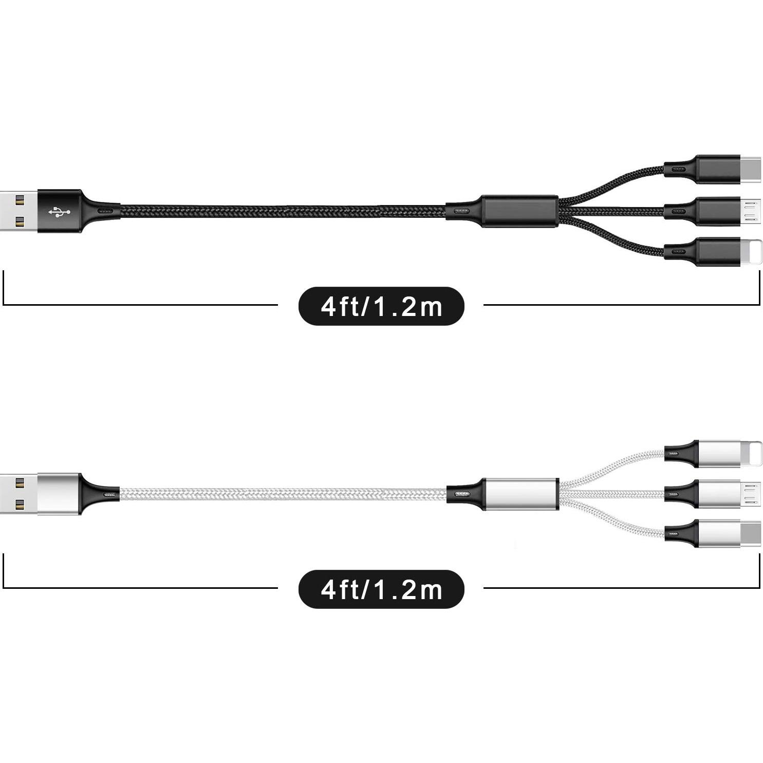 Cable de Carga 3 en 1 Souina USB 2M Rápido Type C/Micro USB