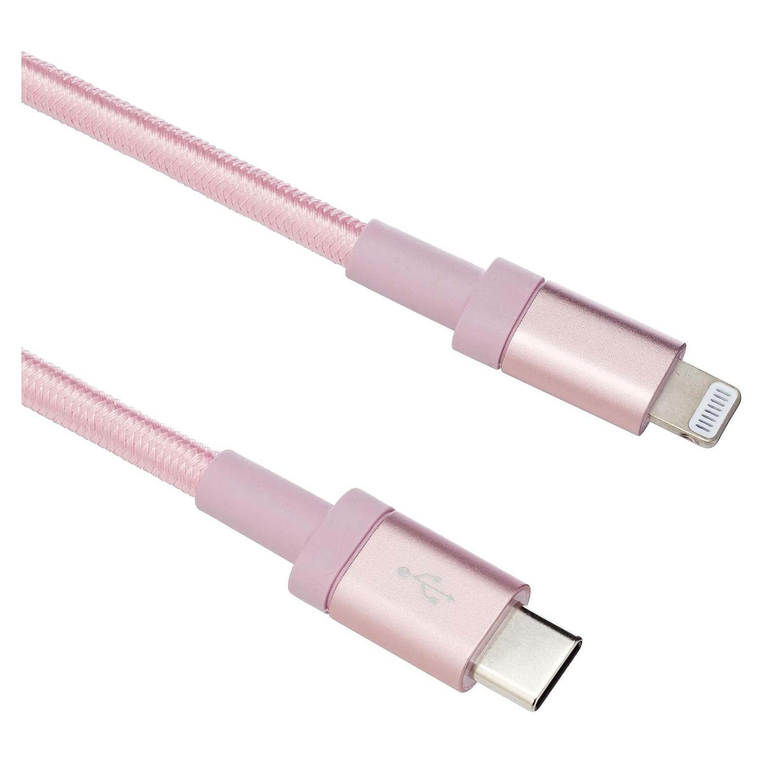 Cable USB-C a Lightning Amazon Basics 1.83m Trenzado Oro Rosa