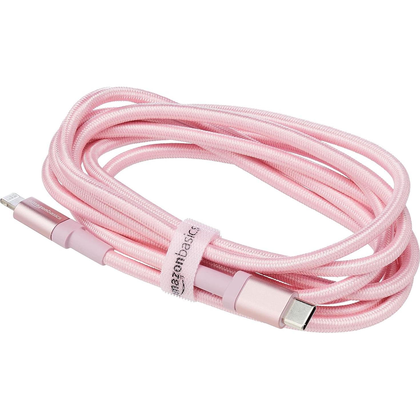 Cable USB-C a Lightning Amazon Basics 1.83m Trenzado Oro Rosa