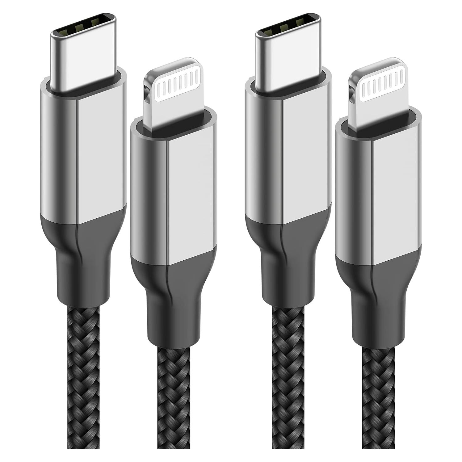 Paquete de 2 Cables USB-C a Lightning MFi 0.91m Carga Rápida