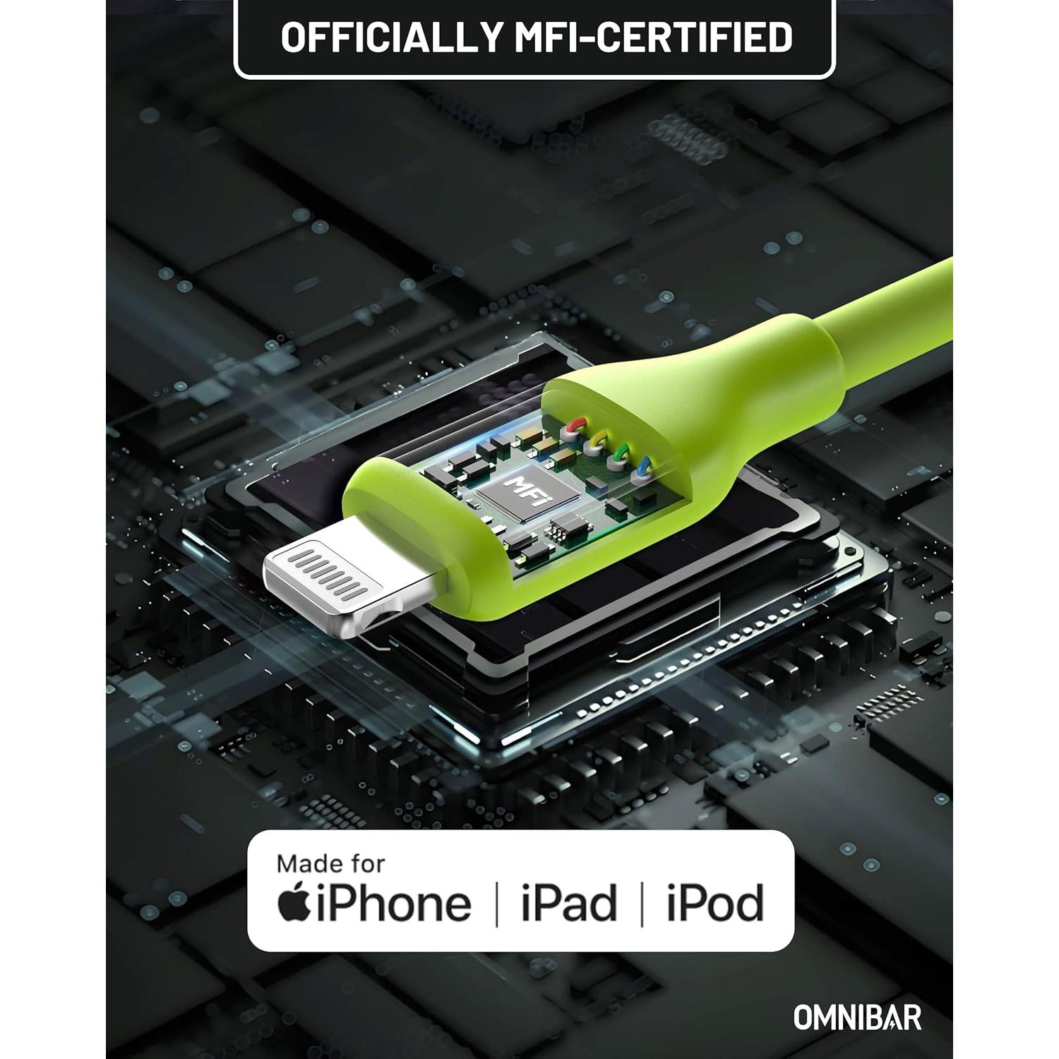 Cable USB A a Lightning MFi Omnibar 1.83m Verde Lima