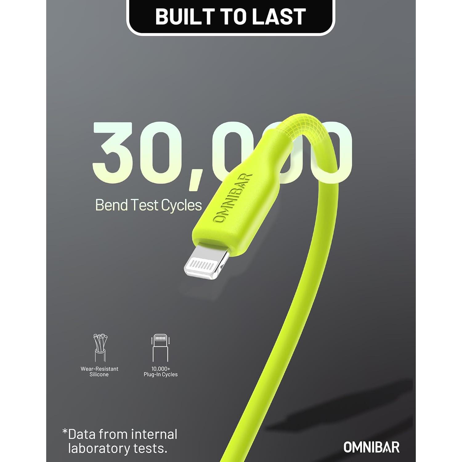Cable USB A a Lightning MFi Omnibar 1.83m Verde Lima