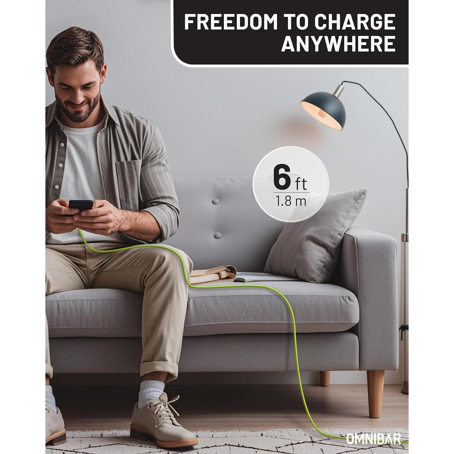 Cable USB A a Lightning MFi Omnibar 1.83m Verde Lima