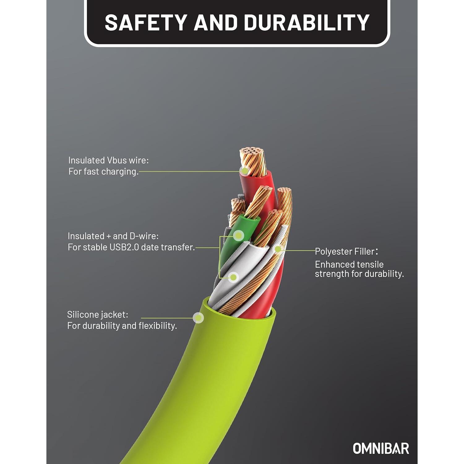 Cable USB A a Lightning MFi Omnibar 1.83m Verde Lima