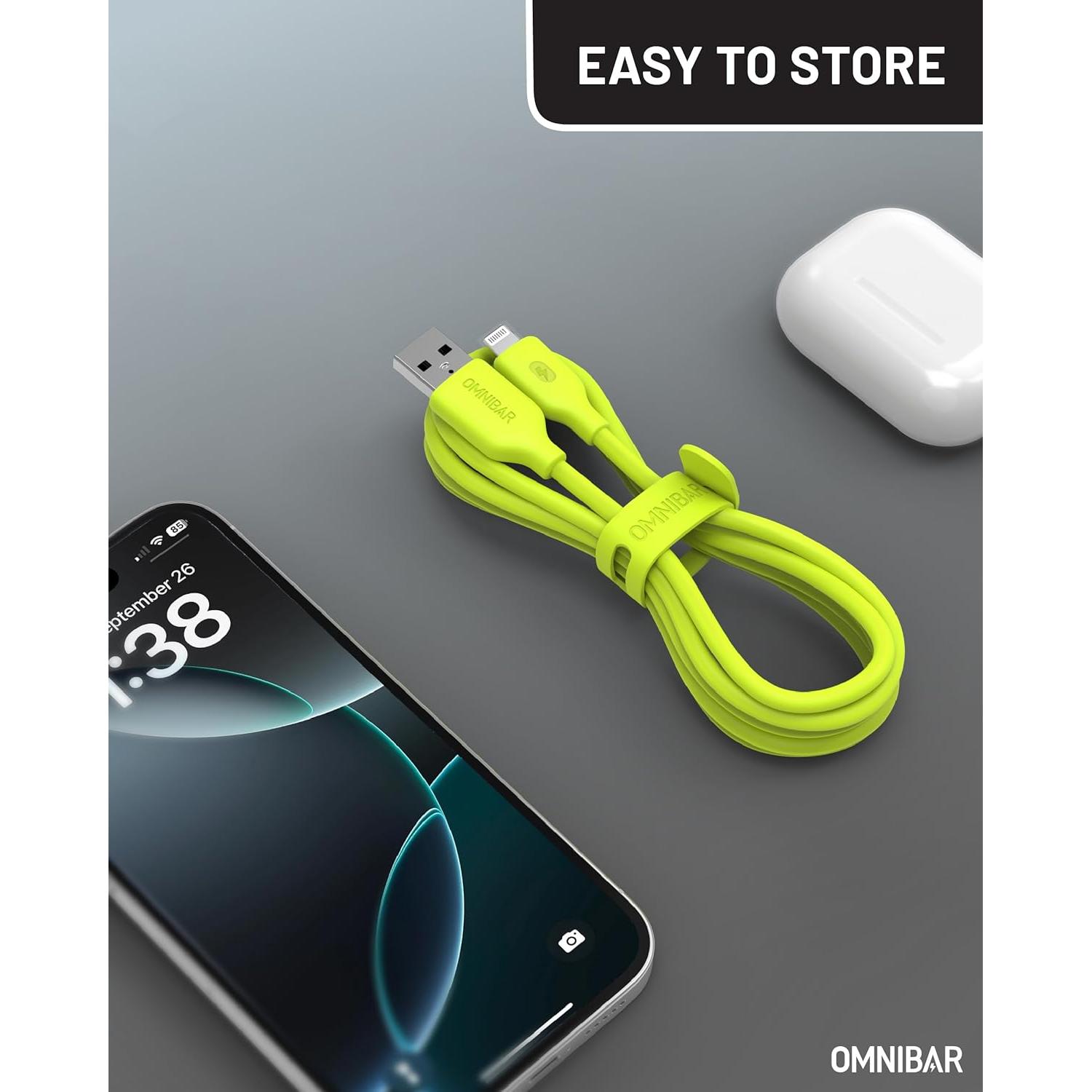 Cable USB A a Lightning MFi Omnibar 1.83m Verde Lima