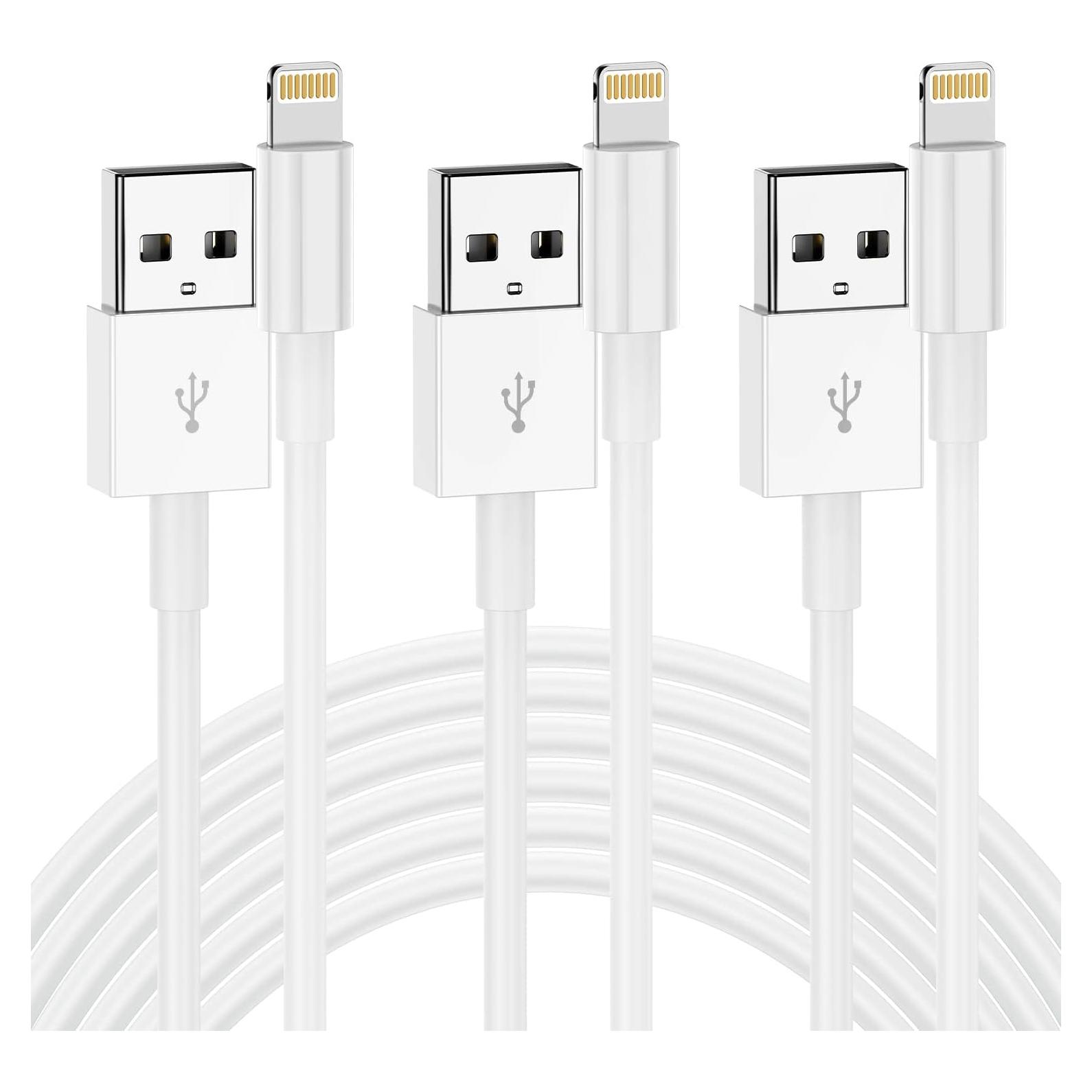 Cable de Carga USB a Lightning QZIIW 3 Metros MFi 3 Pack