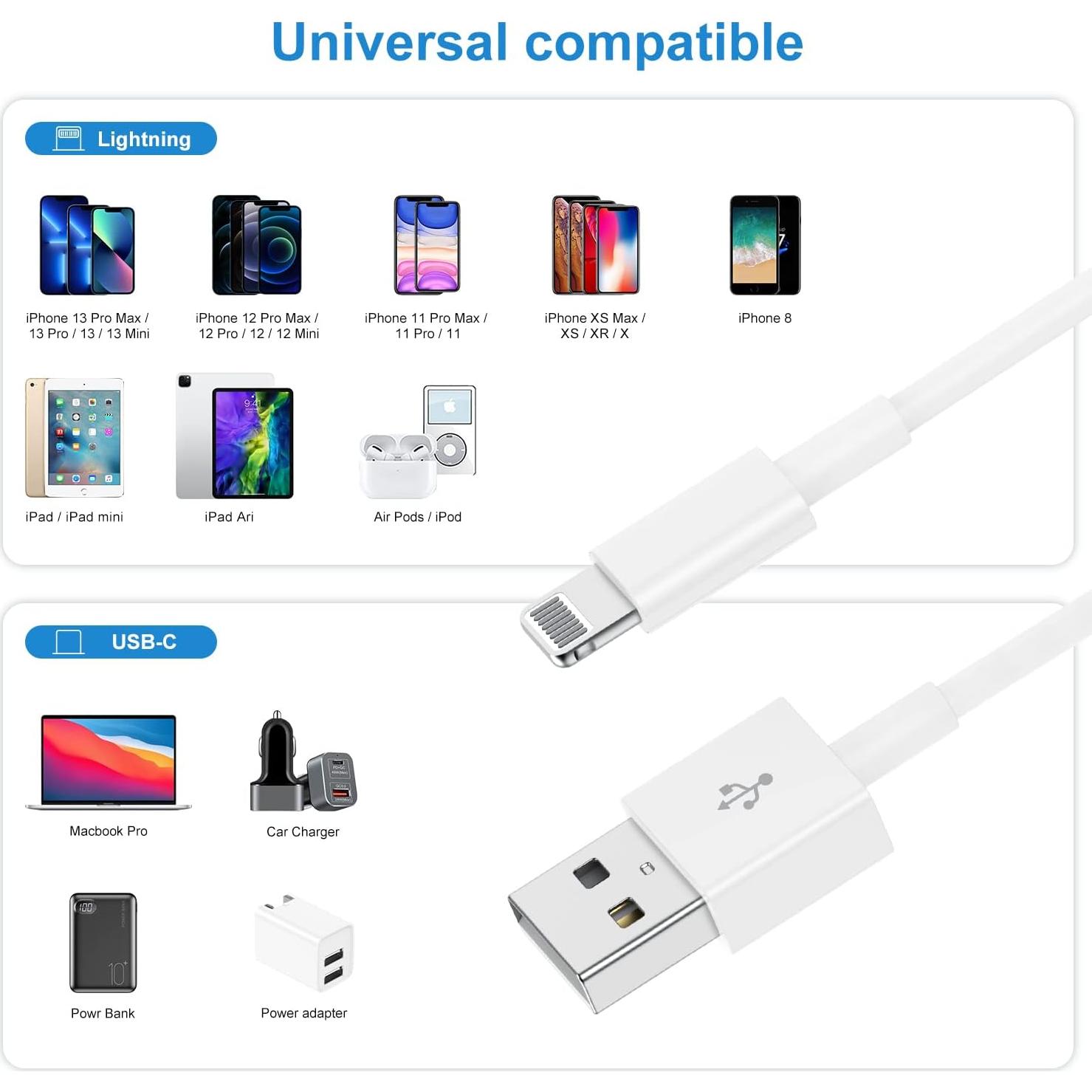 Cable de Carga USB a Lightning QZIIW 3 Metros MFi 3 Pack