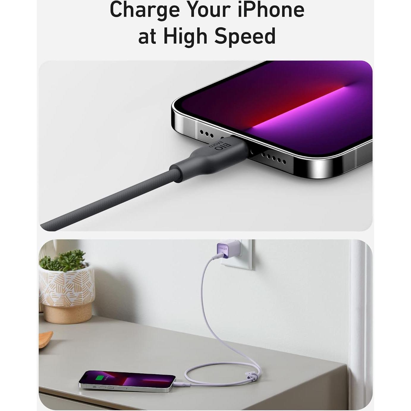 Cable USB C a Lightning Anker 1.83m MFi Biológico 2 Piezas