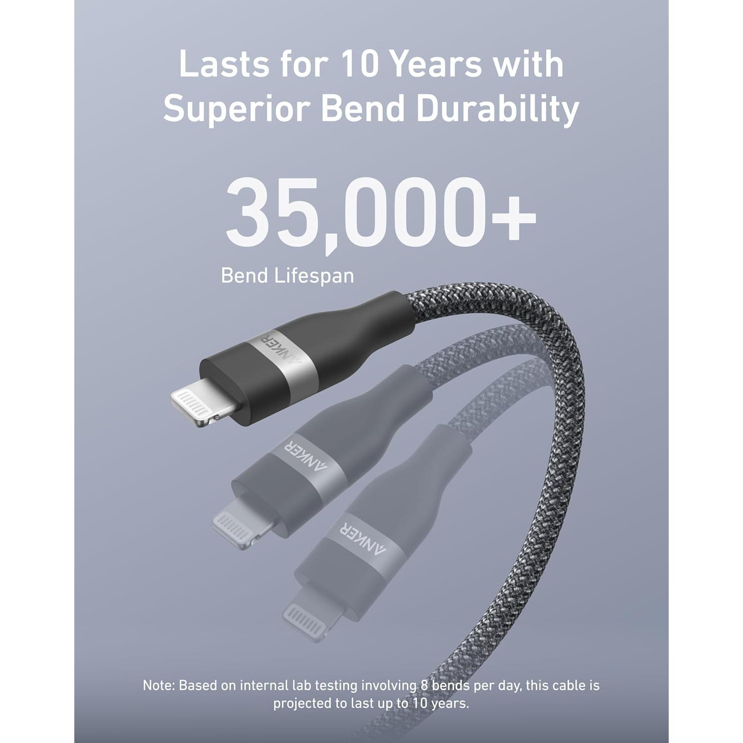 Cable USB C a Lightning Anker 91.44 cm trenzado reciclado