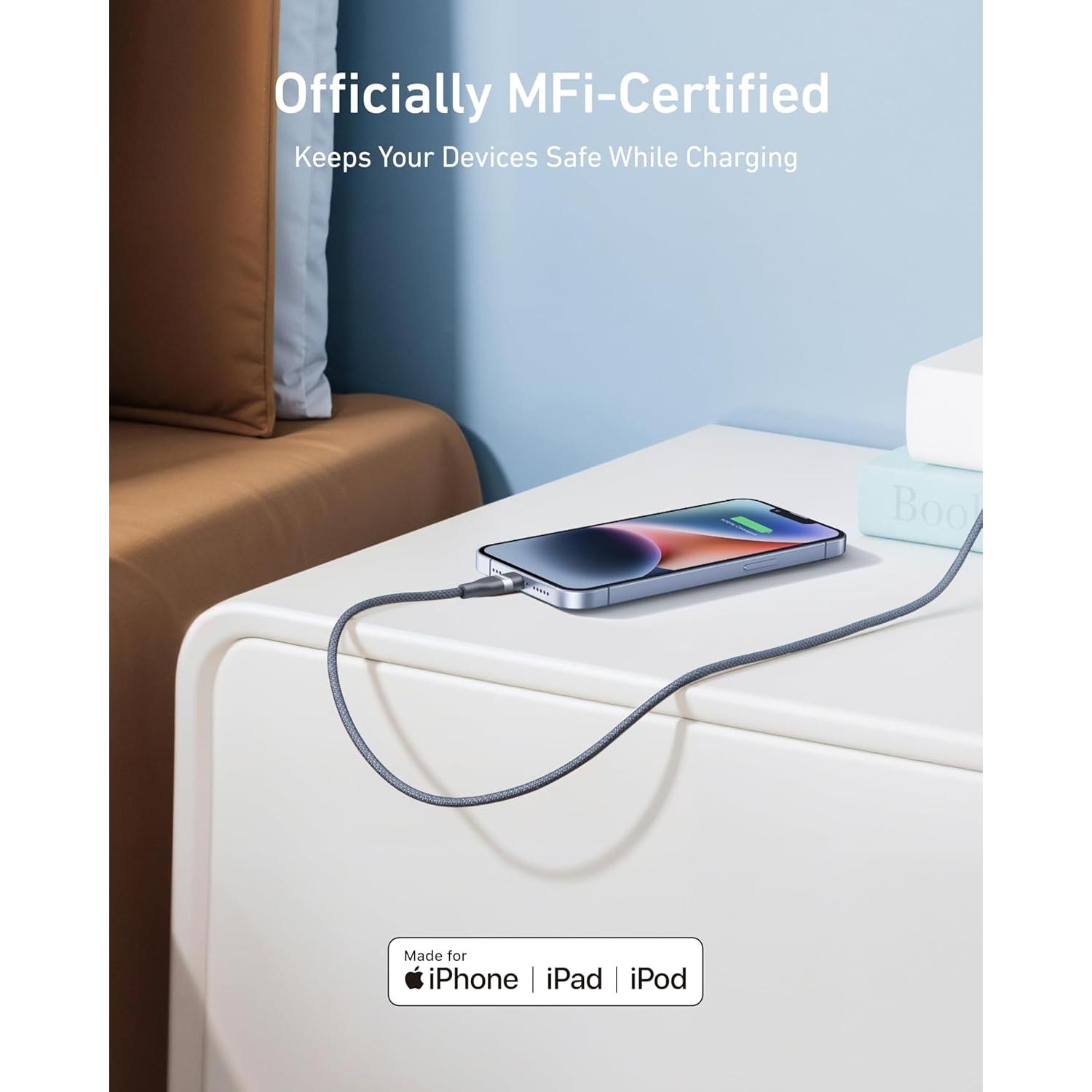 Cable USB C a Lightning Anker 91.44 cm trenzado reciclado