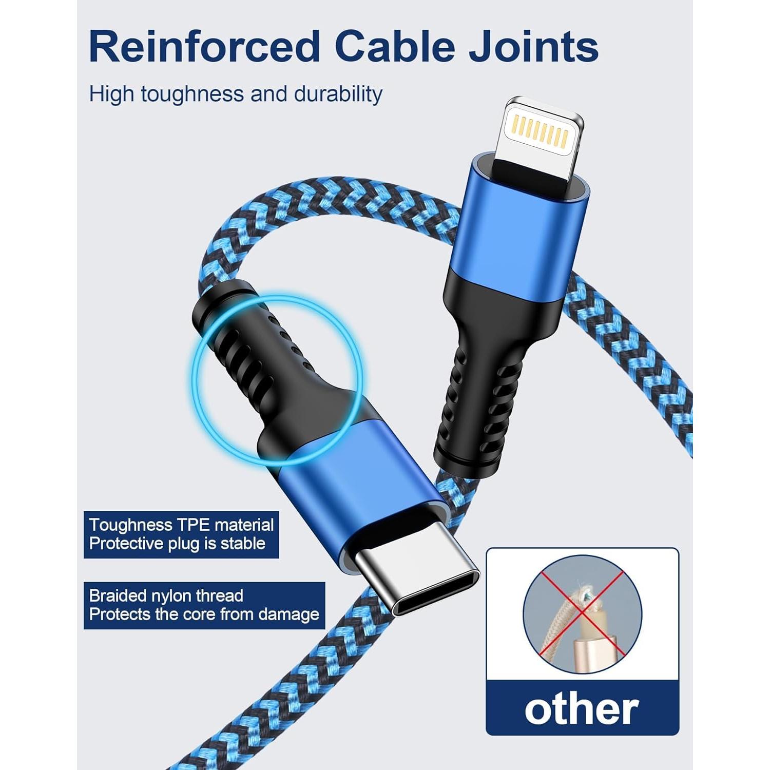 Cable de carga rápida 3m USB-C a Lightning Ocbuo - 2Pack