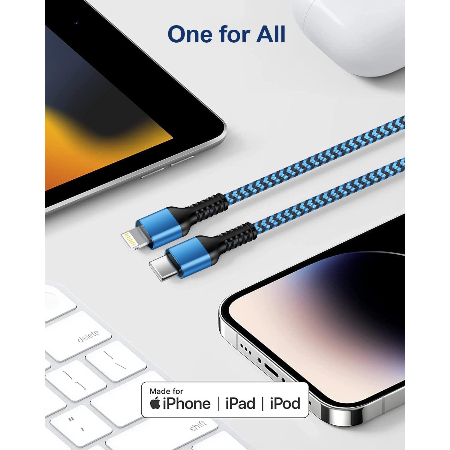 Cable de carga rápida 3m USB-C a Lightning Ocbuo - 2Pack