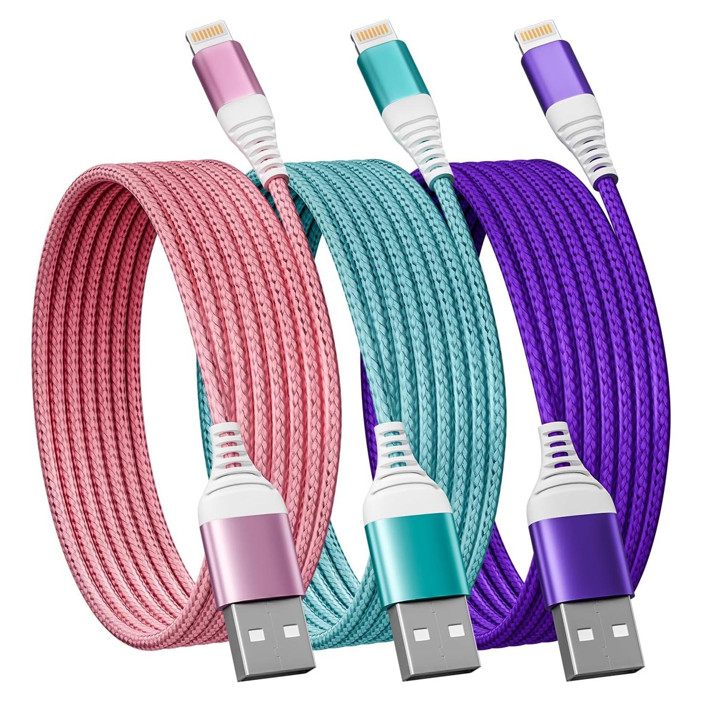 Cargador USB A a Lightning IDISON 6FT 3 Pack Carga Rápida