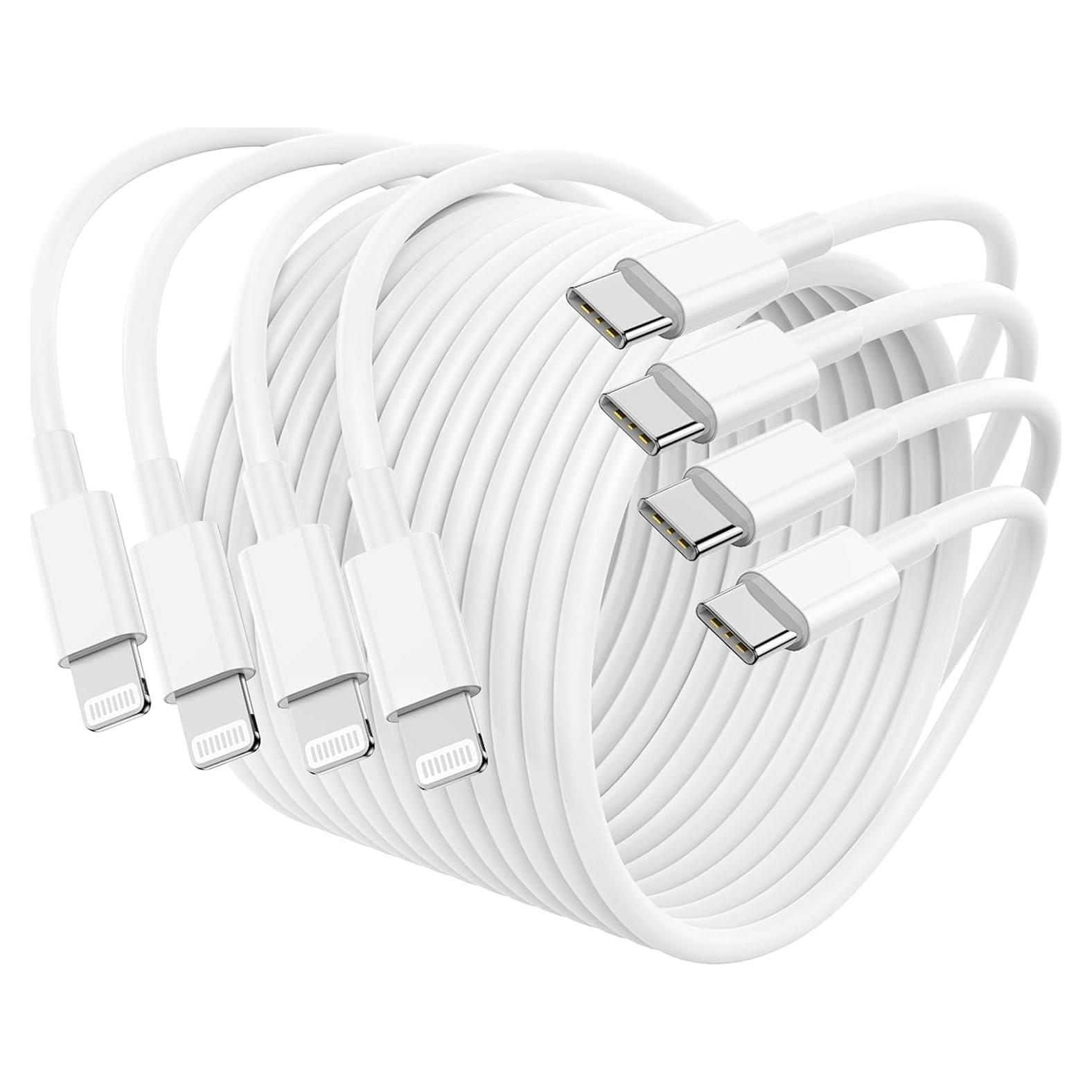 Paquete de 4 cables USB C a Lightning 6 pies Essri carga rápida