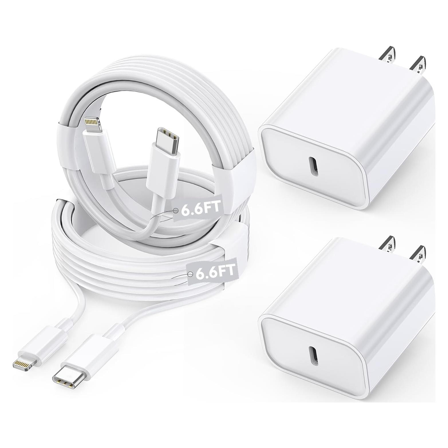 Cargador Rápido Apple 2Pack USB-C PD + Cable 6.6FT