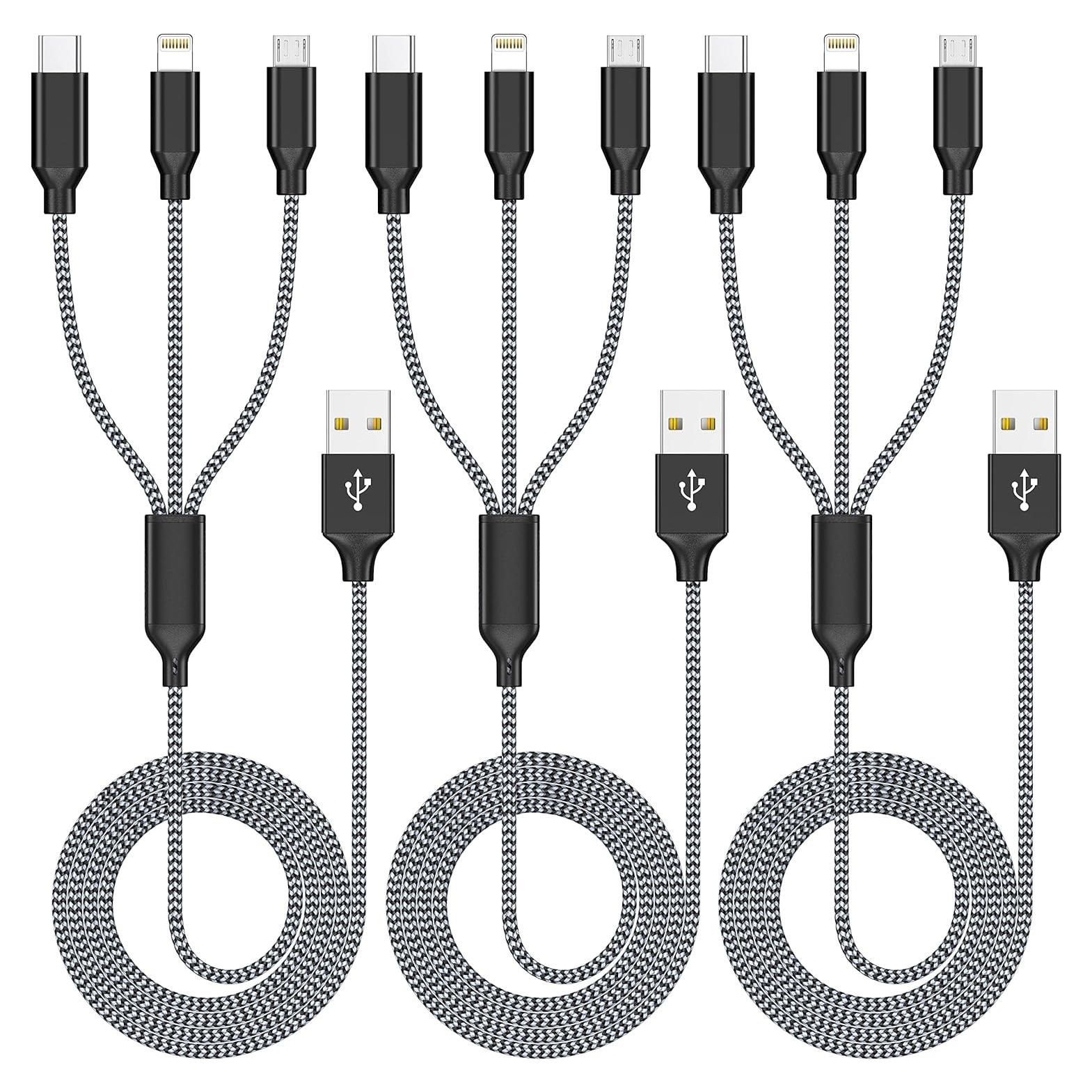 Cable de Carga Múltiple 3 en 1 Xnewcable 4FT Nylon Trenzado