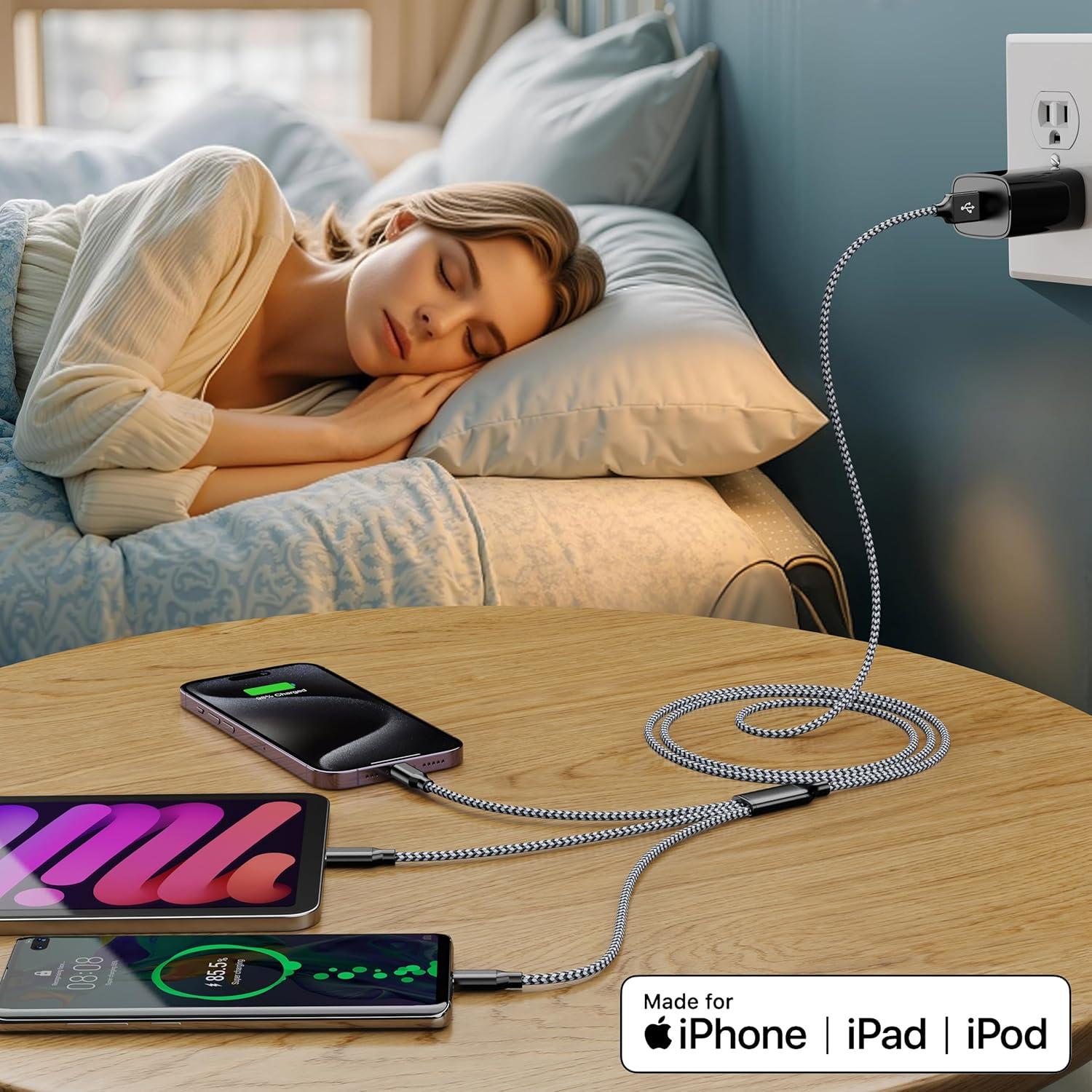 Cable de Carga Múltiple 3 en 1 Xnewcable 4FT Nylon Trenzado