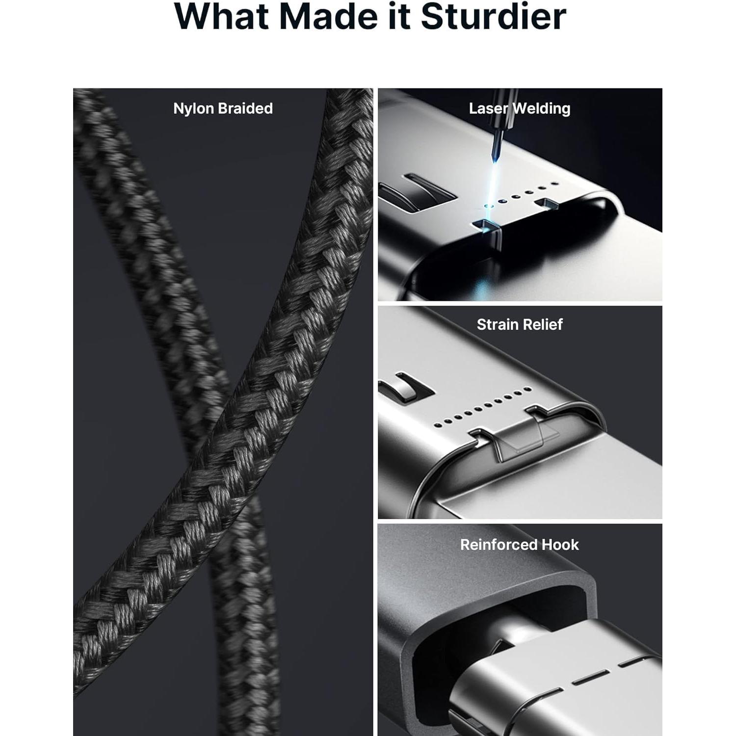 Cable USB C a USB C JSAUX 100W 2-Pack 3.05m Gris