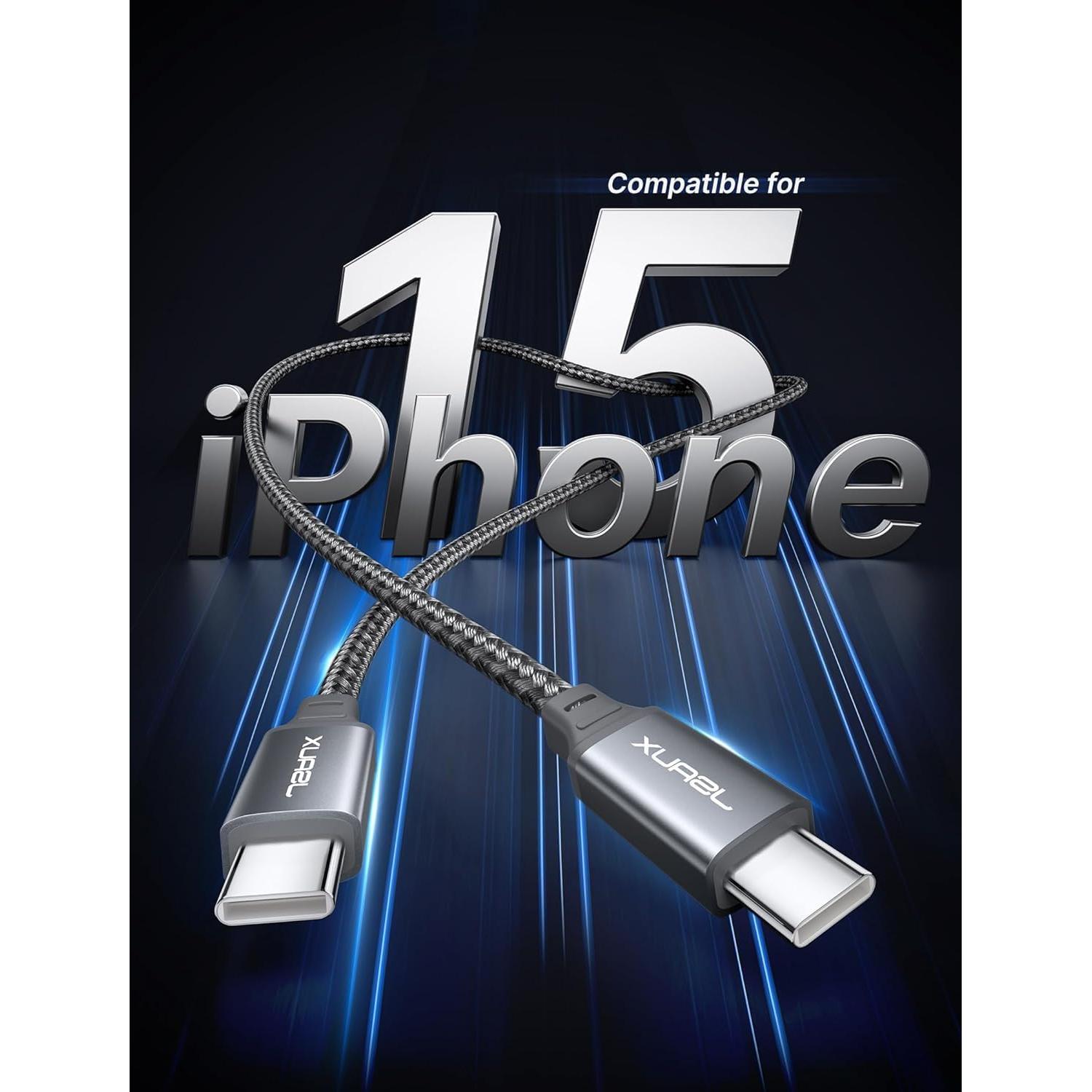 Cable USB C a USB C JSAUX 100W 2-Pack 3.05m Gris