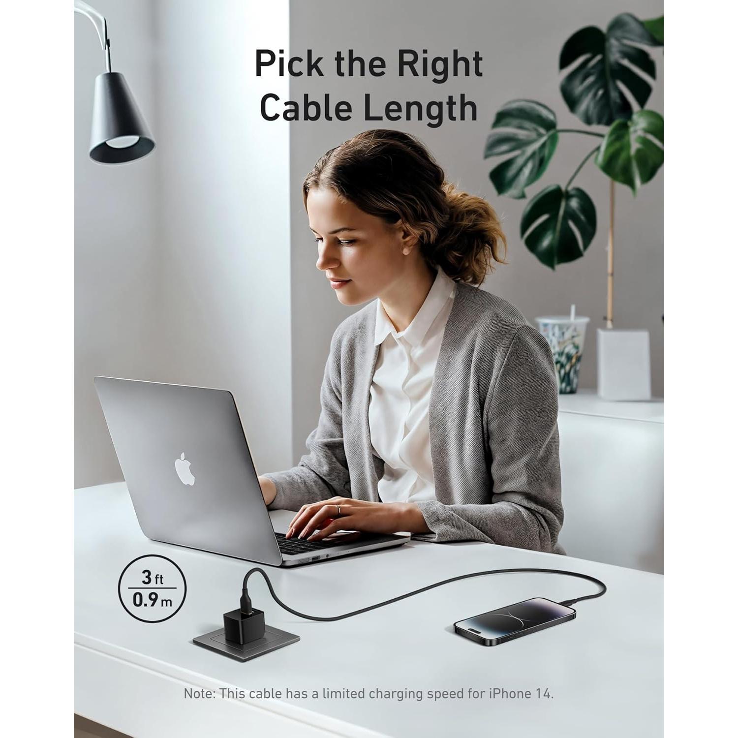 Cable USB A a Lightning Anker 0.91 m, Carga Rápida MFi