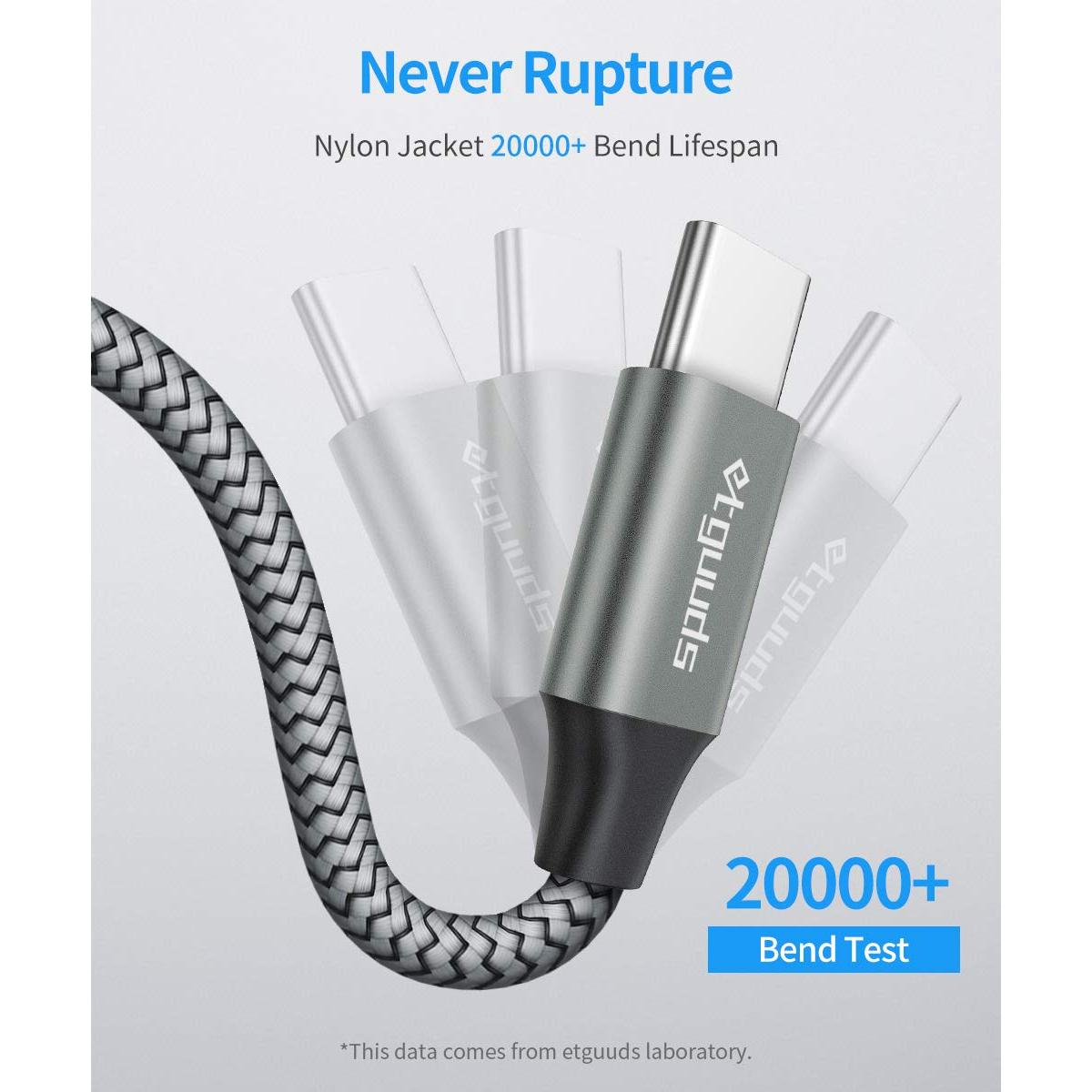 Cable USB A a USB C etguuds 5-Pack 0.91-3.05m Carga Rápida