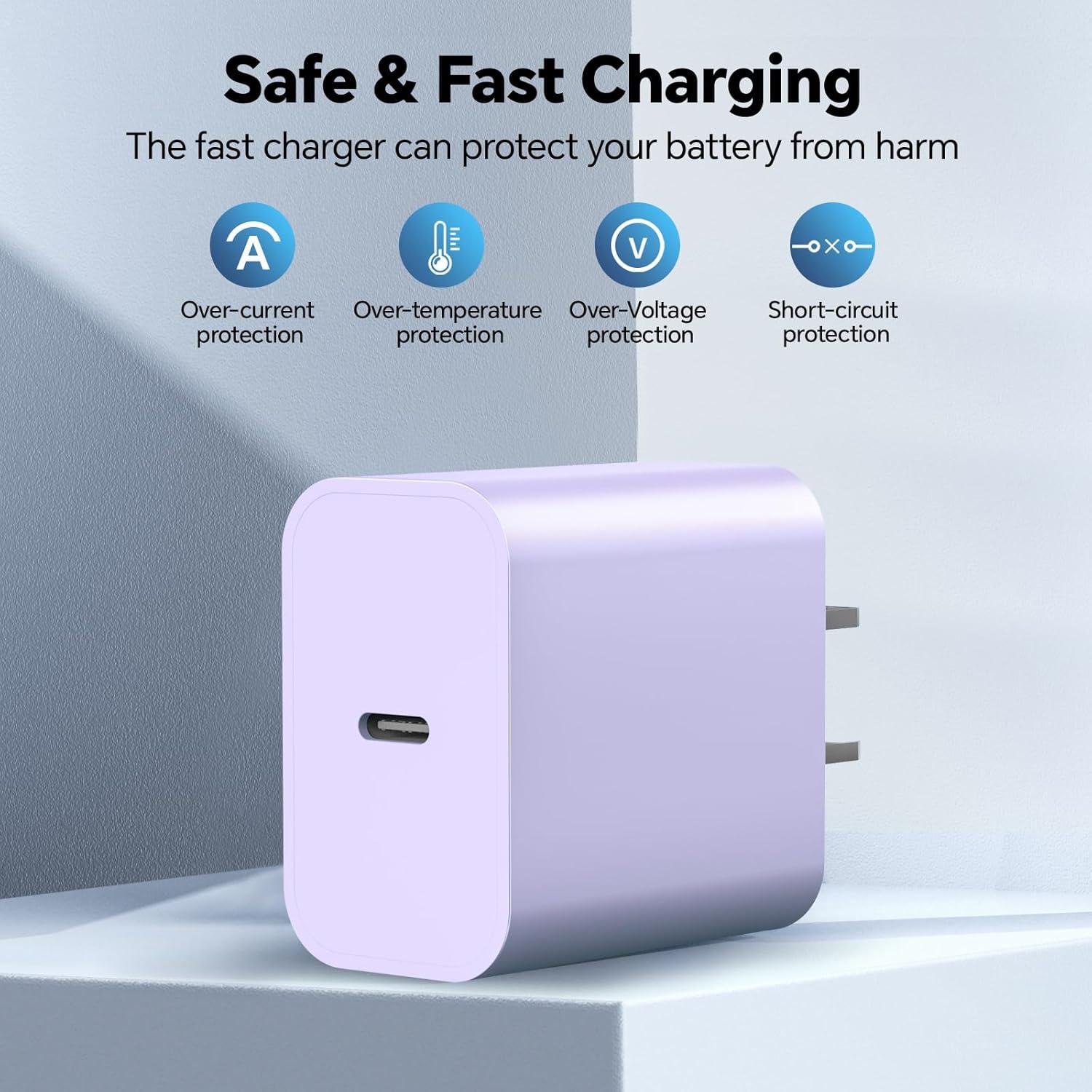 Cable de Carga Rápida USB C 60W 10FT 3Pack para iPhone 16/15