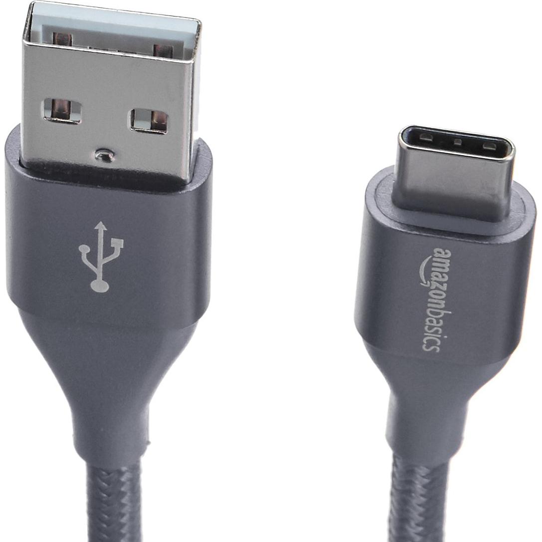 Cable de carga rápida USB-C a USB-A 2.0 Amazon Basics 1.83m