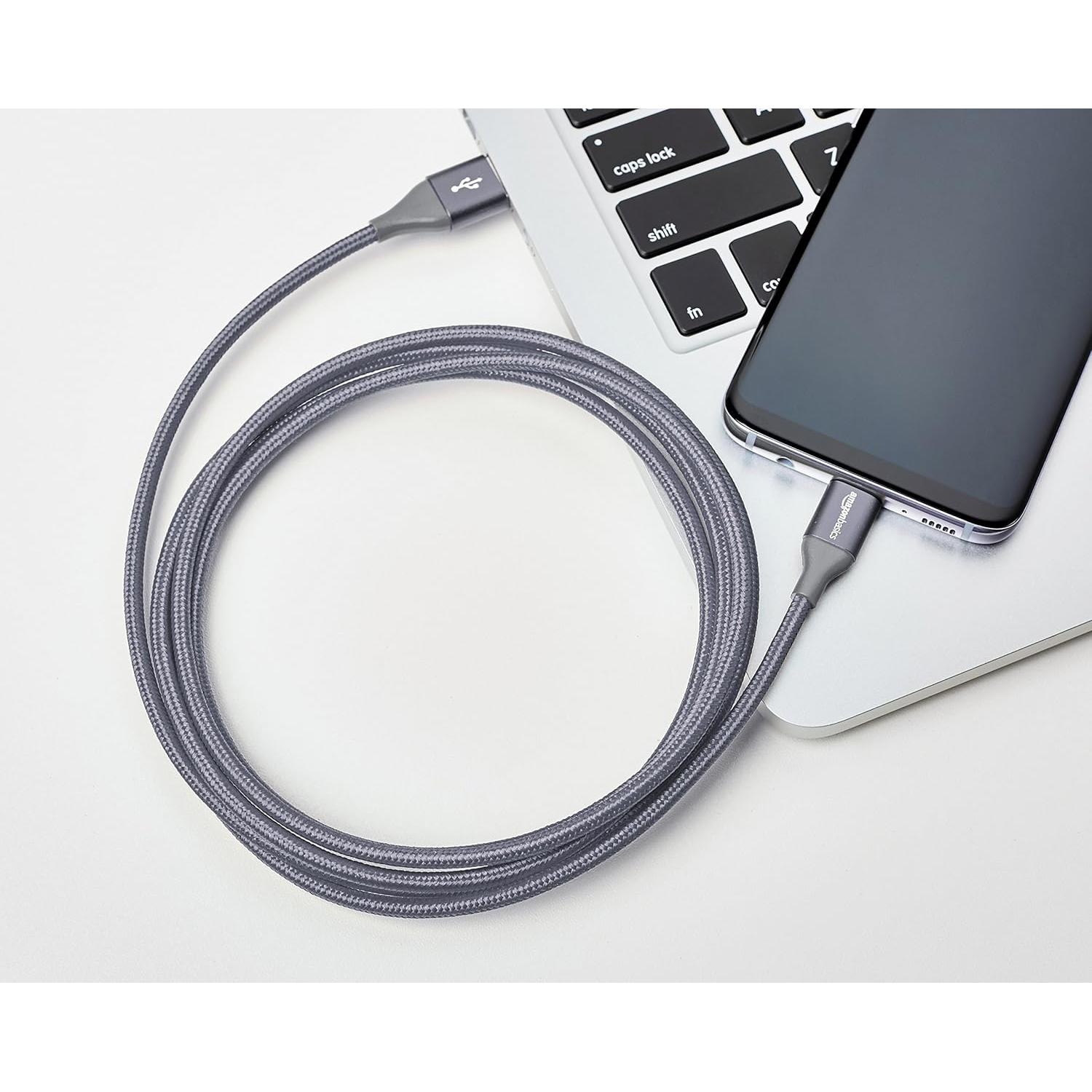 Cable de carga rápida USB-C a USB-A 2.0 Amazon Basics 1.83m