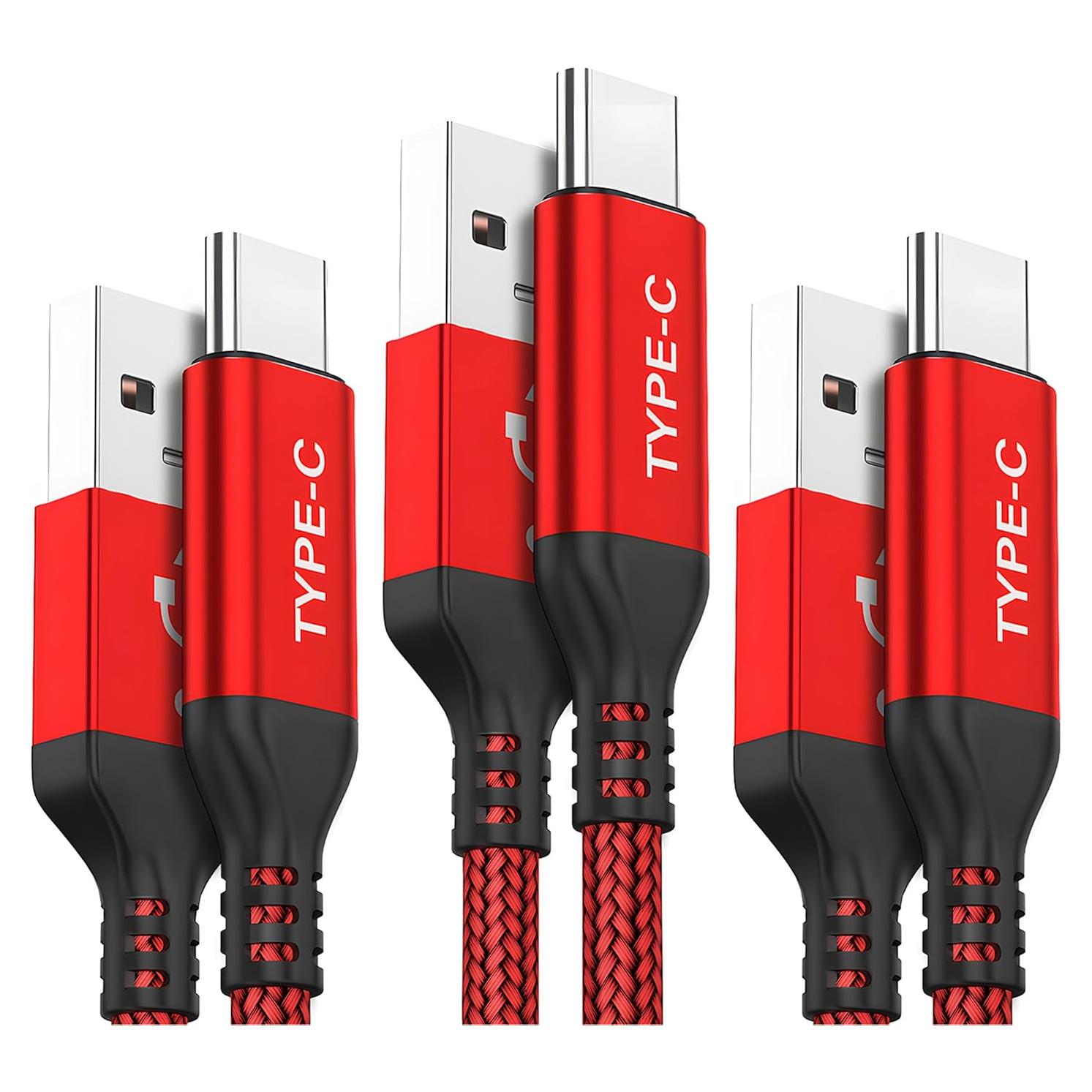 Cable USB C AkoaDa 3-Pack 1m 2m 3m Carga Rápida 3.1A