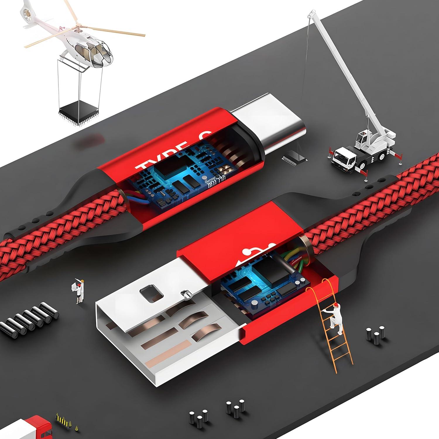 Cable USB C AkoaDa 3-Pack 1m 2m 3m Carga Rápida 3.1A