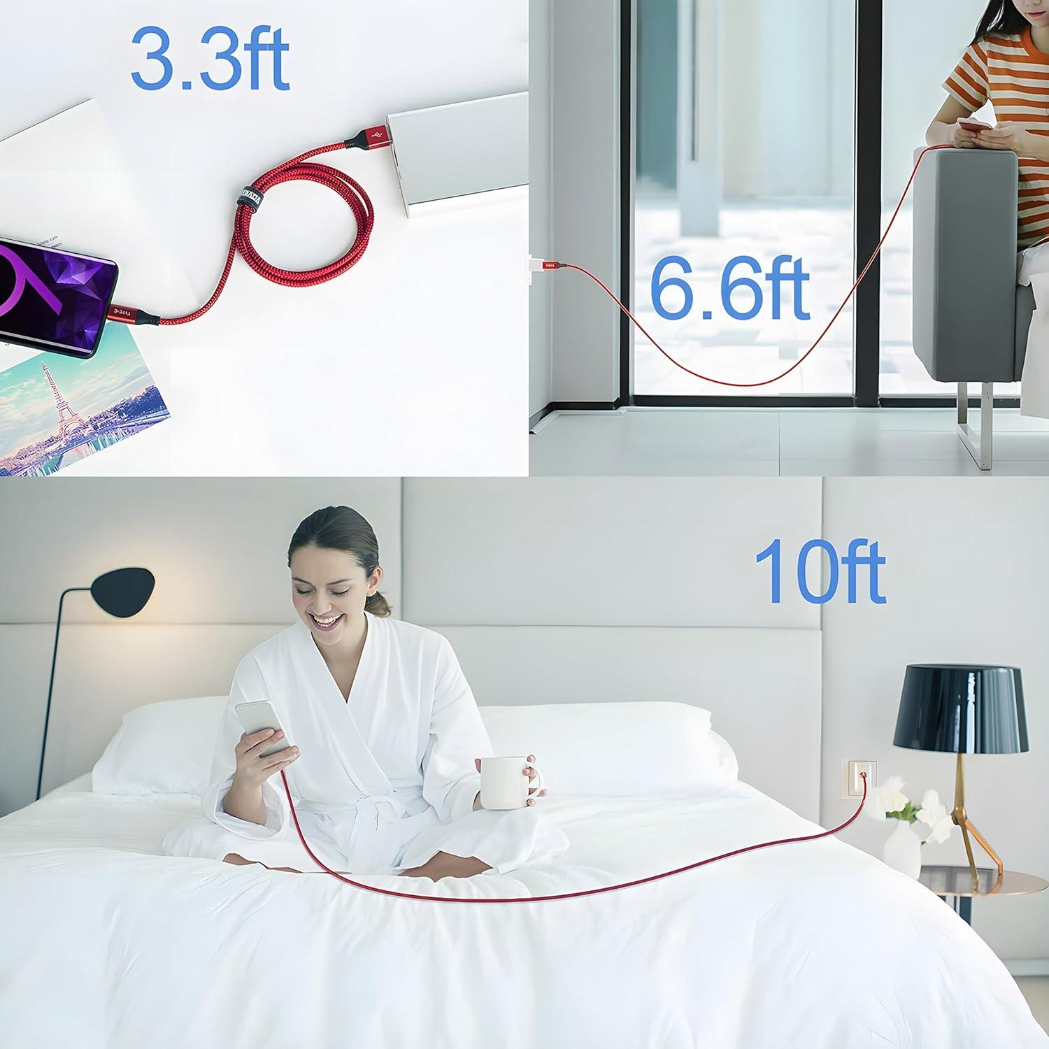 Cable USB C AkoaDa 3-Pack 1m 2m 3m Carga Rápida 3.1A