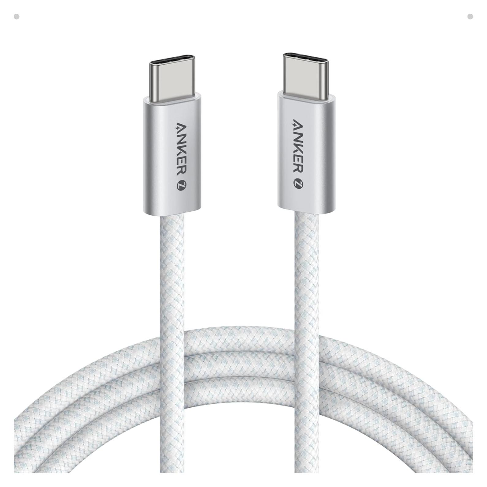 Cable USB-C a USB-C Anker Zolo 1.83m 240W Trenzado Blanco