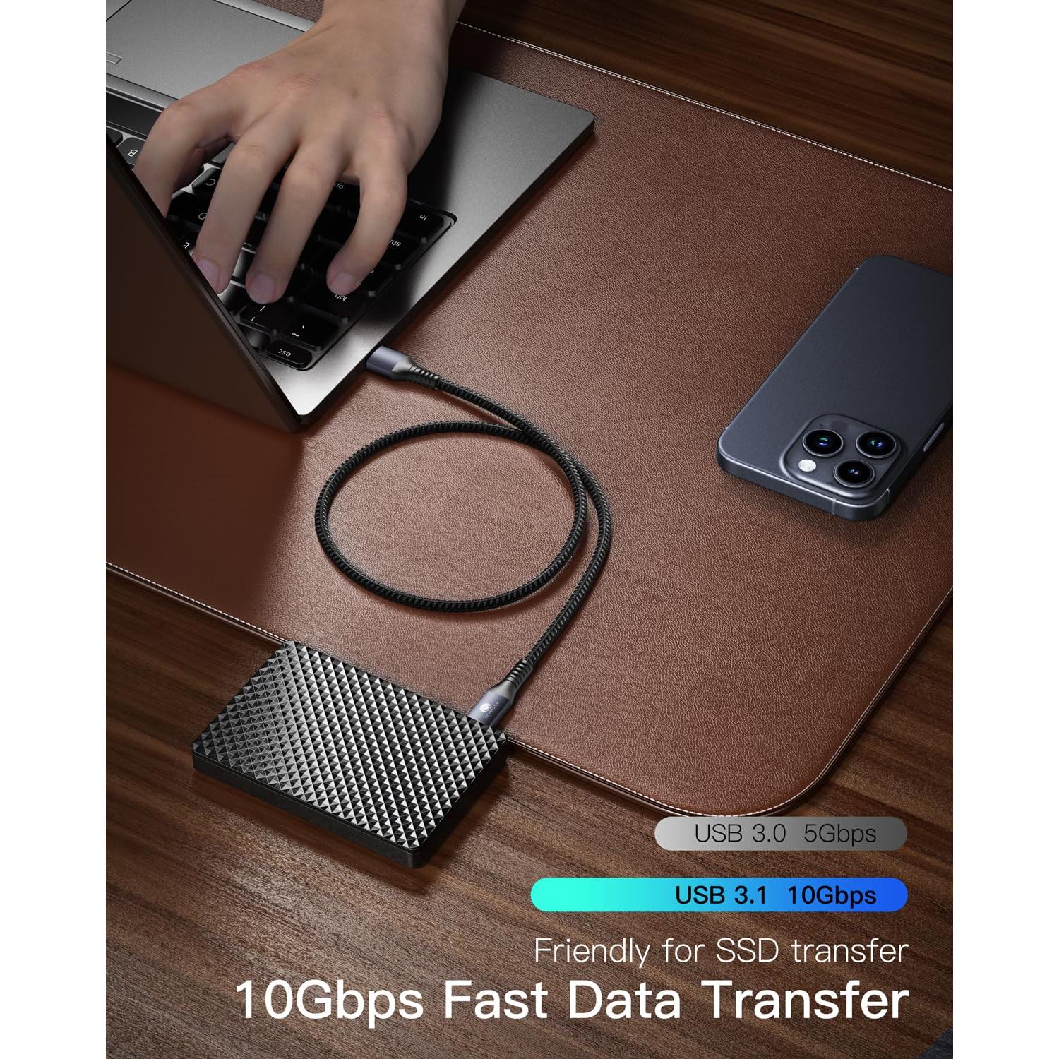 Cable USB C 0.91m CONMDEX 10Gbps Carga Rápida 3.1A - 2 Paquete